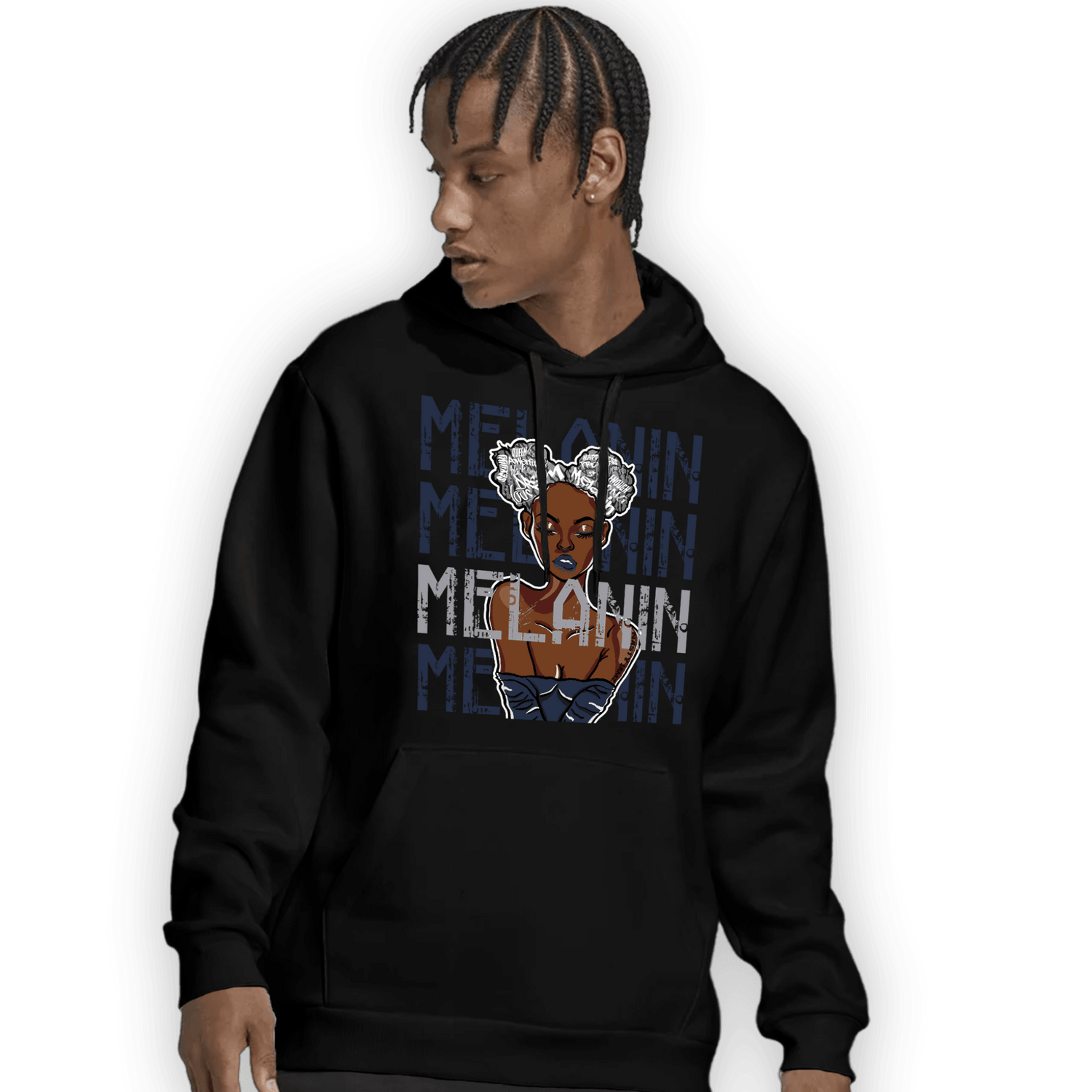 White Navy 3s Hoodie Match Melanin Girl - NastyJamz