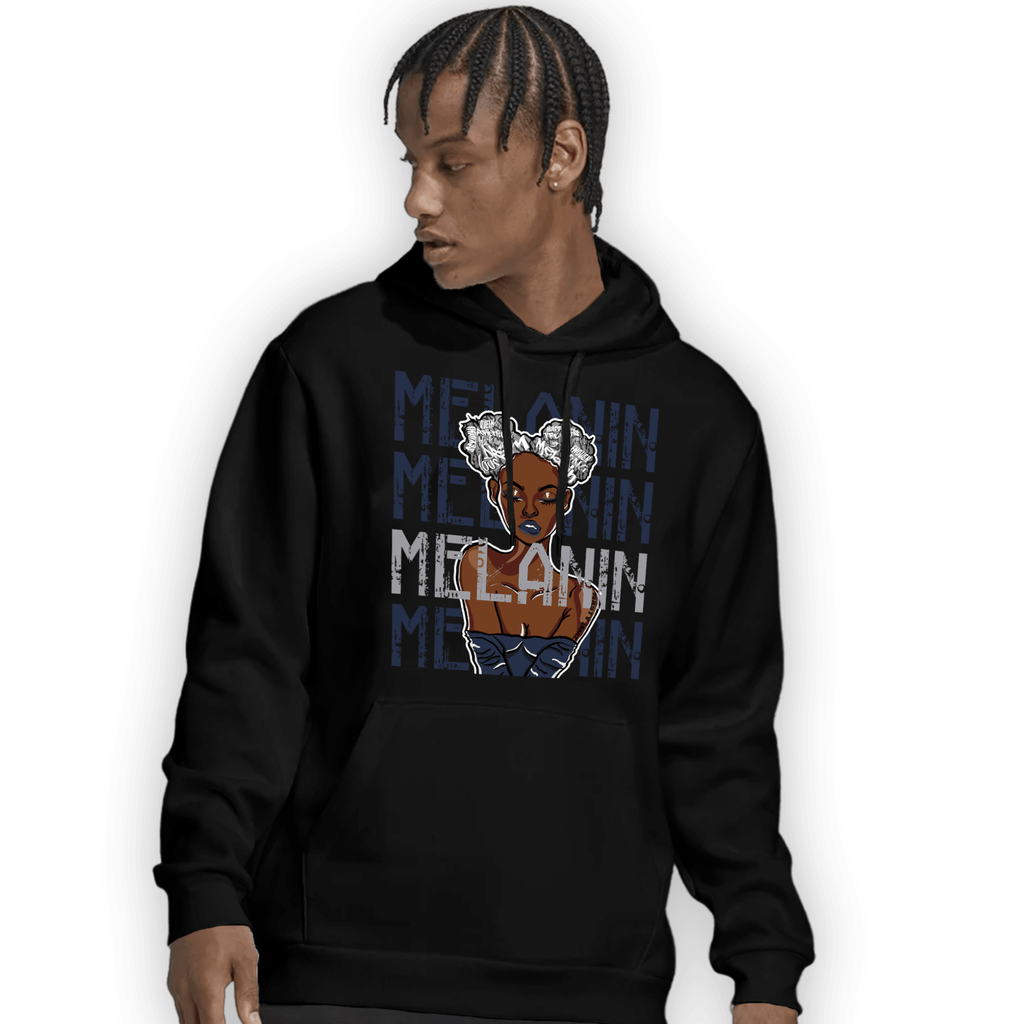 White Navy 3s Hoodie Match Melanin Girl - NastyJamz