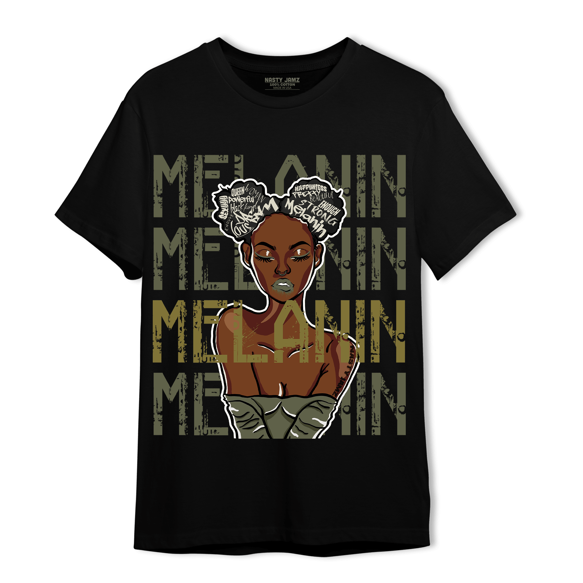 SE Craft Medium Olive 4s T Shirt Match Melanin Girl - NastyJamz