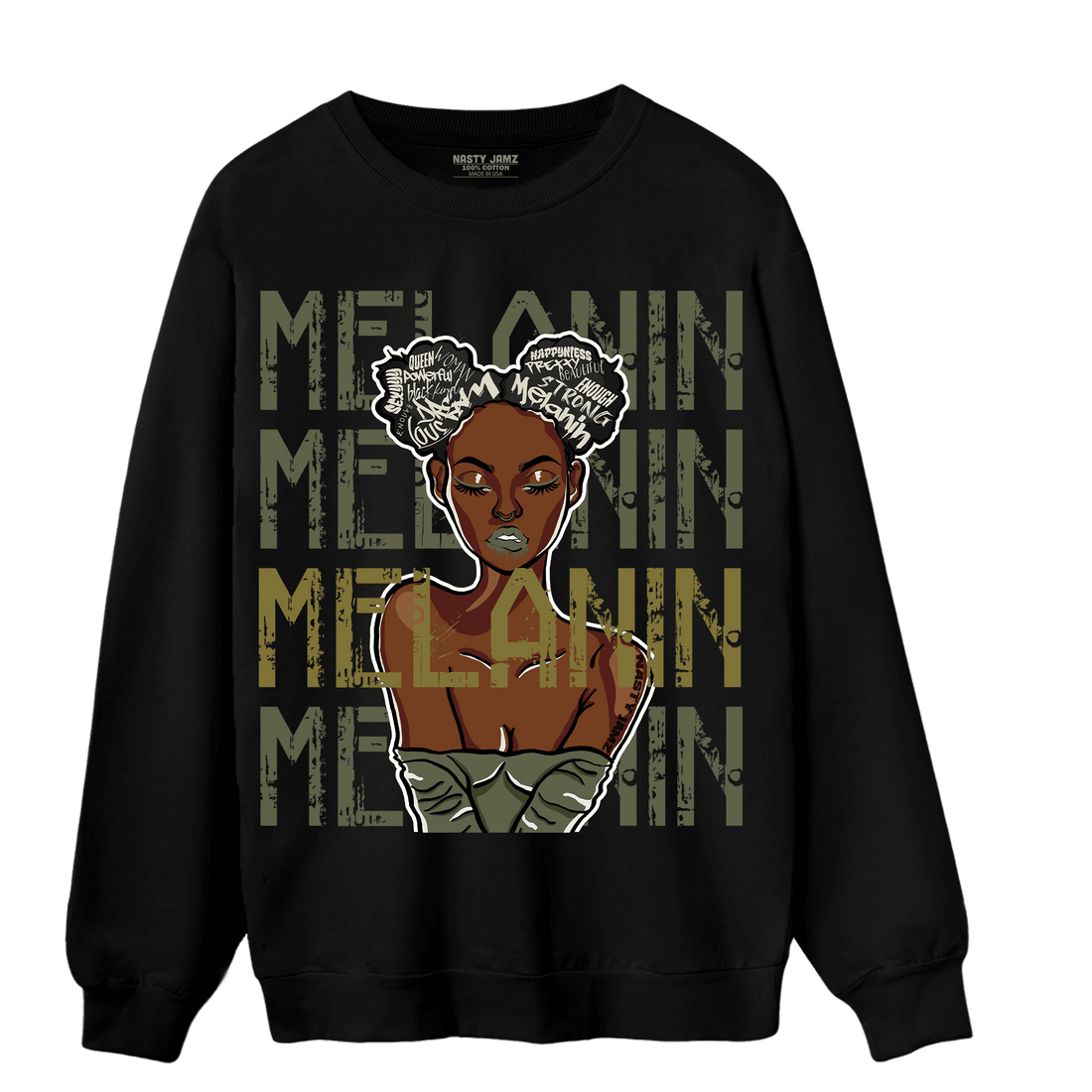 SE Craft Medium Olive 4s Sweatshirt Match Melanin Girl - NastyJamz