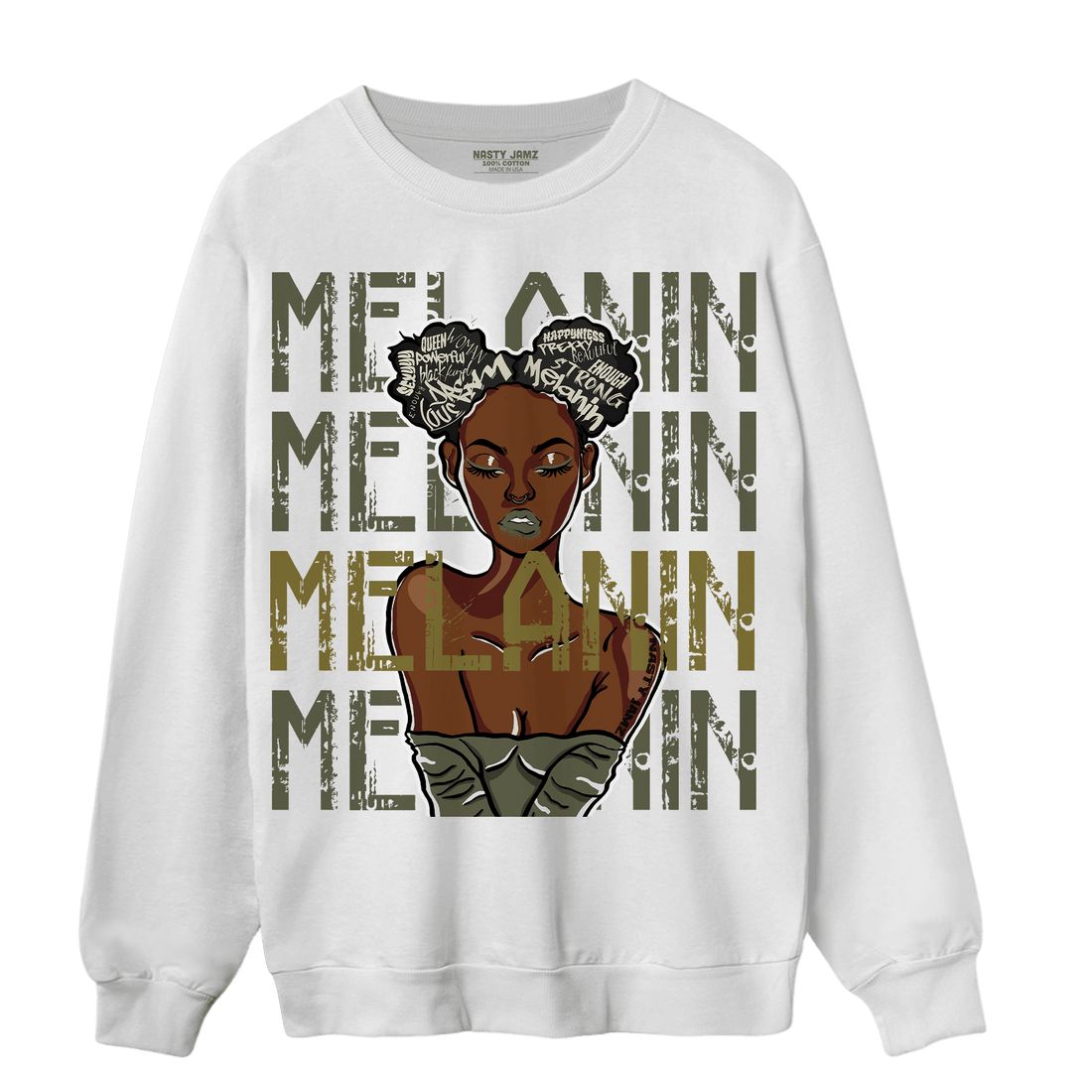 SE Craft Medium Olive 4s Sweatshirt Match Melanin Girl - NastyJamz