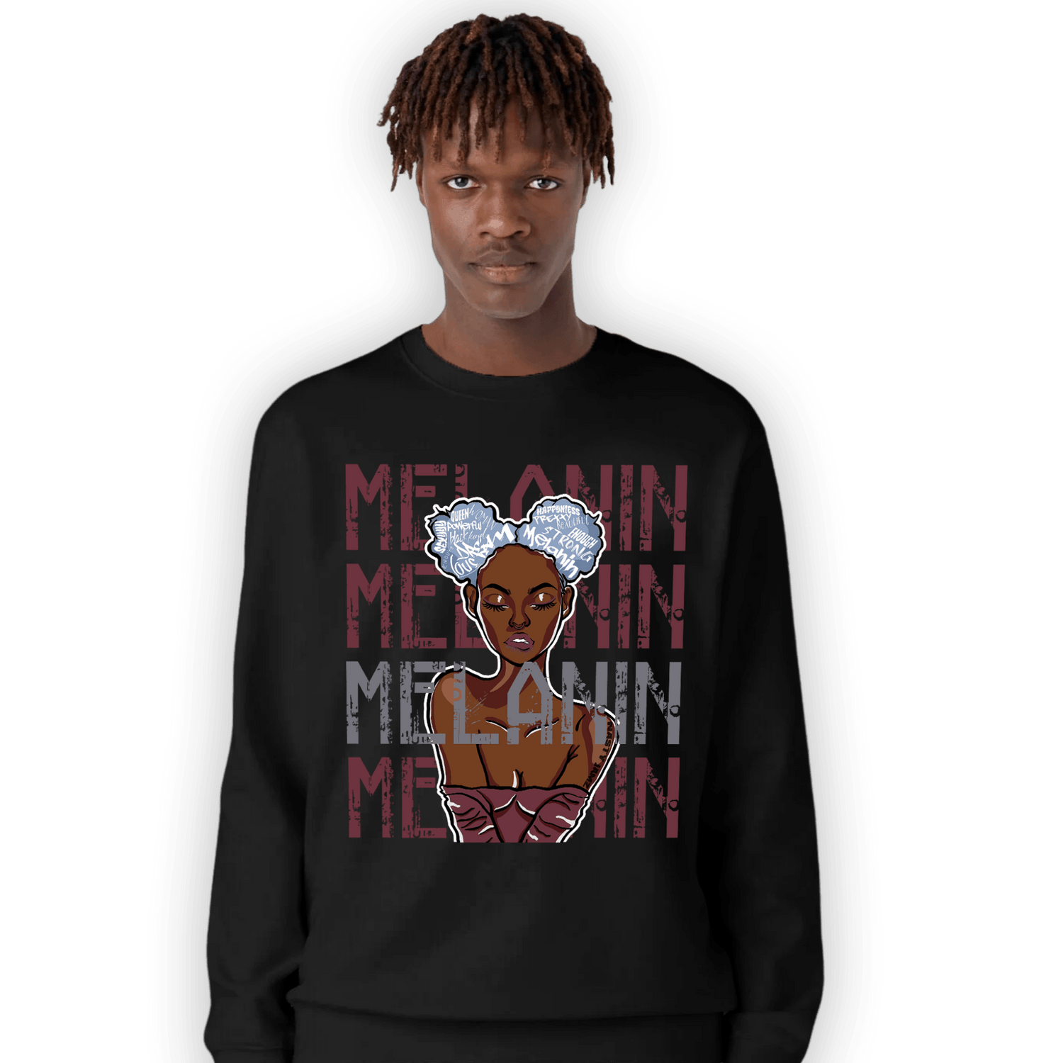 Burgundy 5s Sweatshirt Match Melanin Girl - NastyJamz