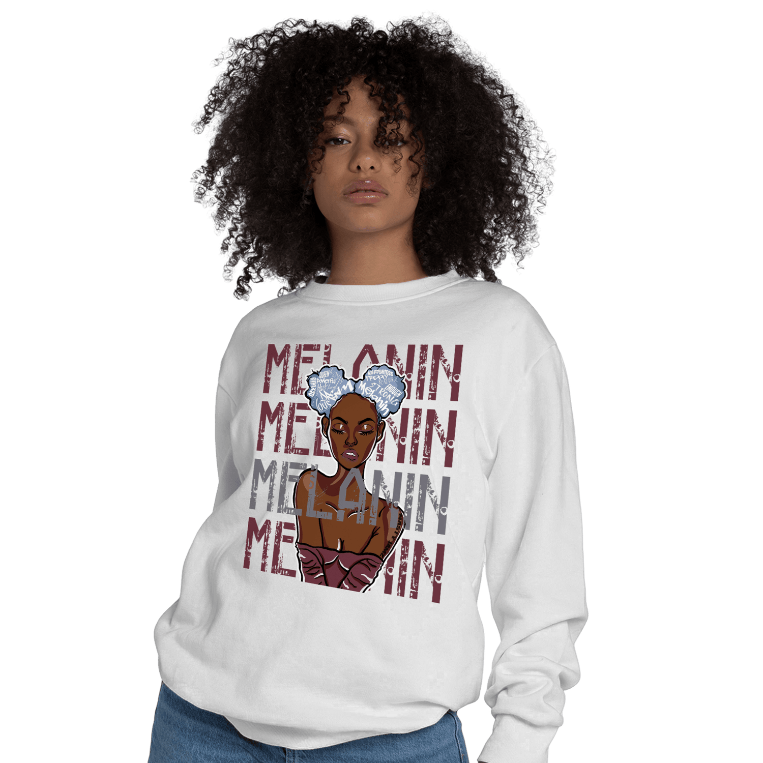 Burgundy 5s Sweatshirt Match Melanin Girl - NastyJamz
