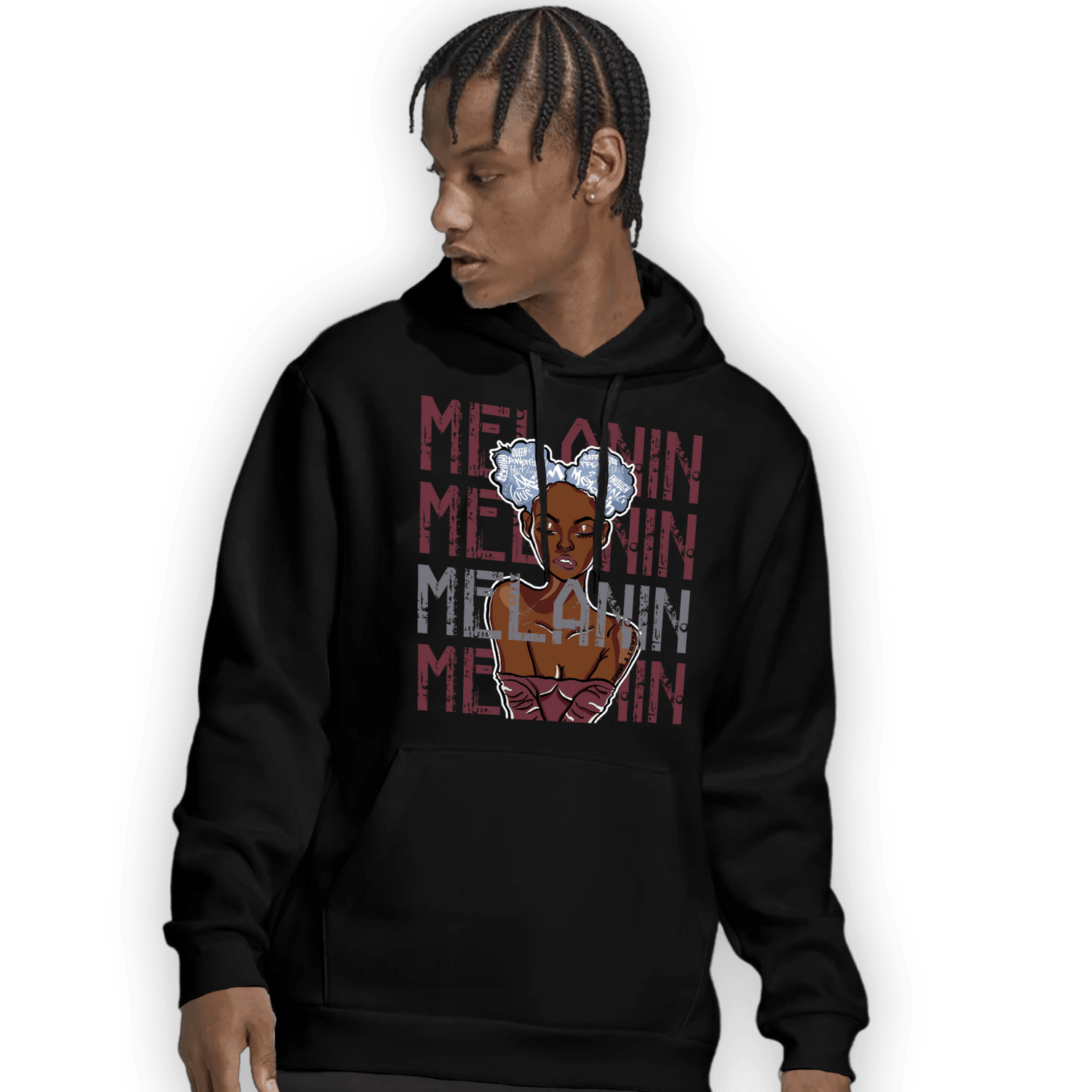 Burgundy 5s Hoodie Match Melanin Girl - NastyJamz