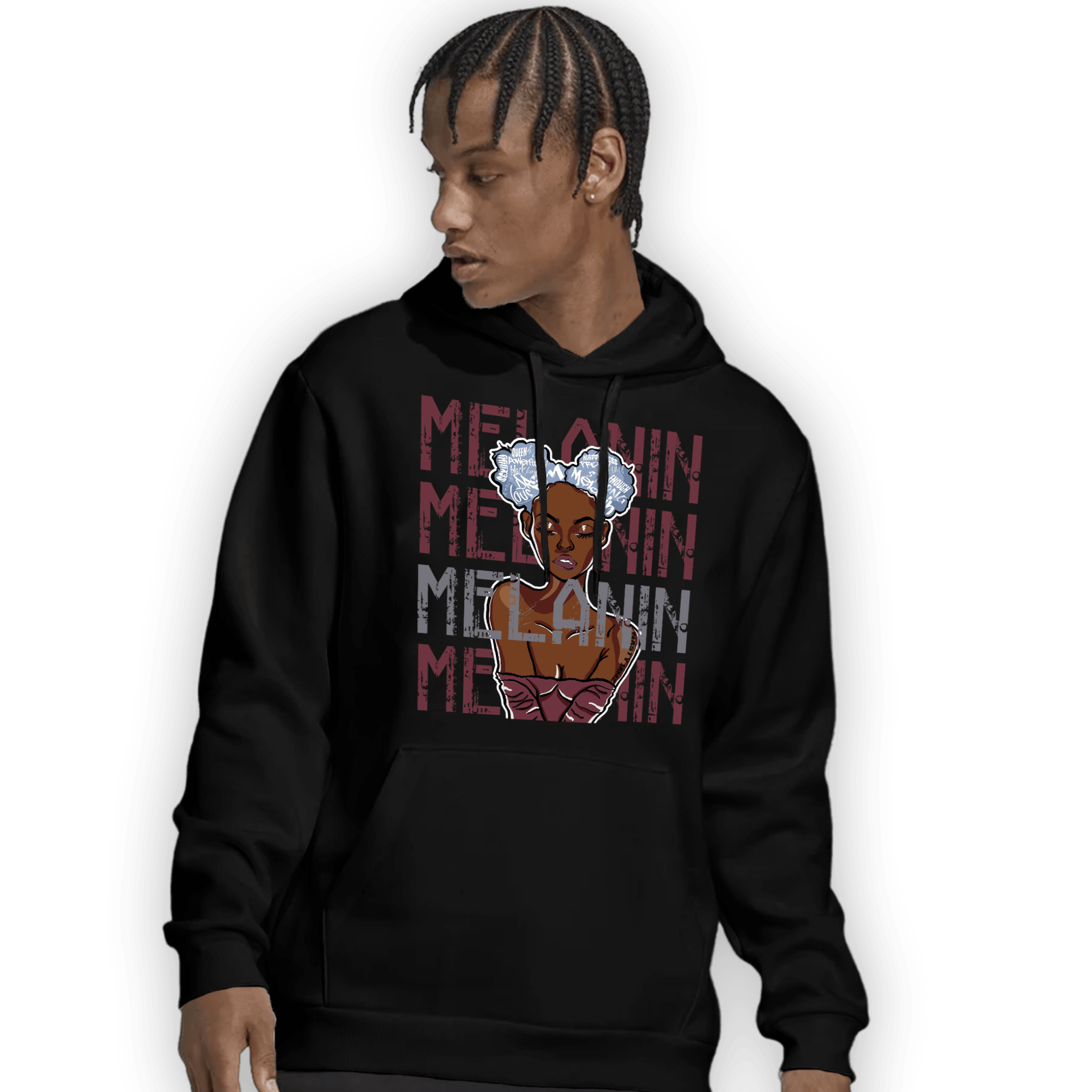 Burgundy 5s Hoodie Match Melanin Girl - NastyJamz