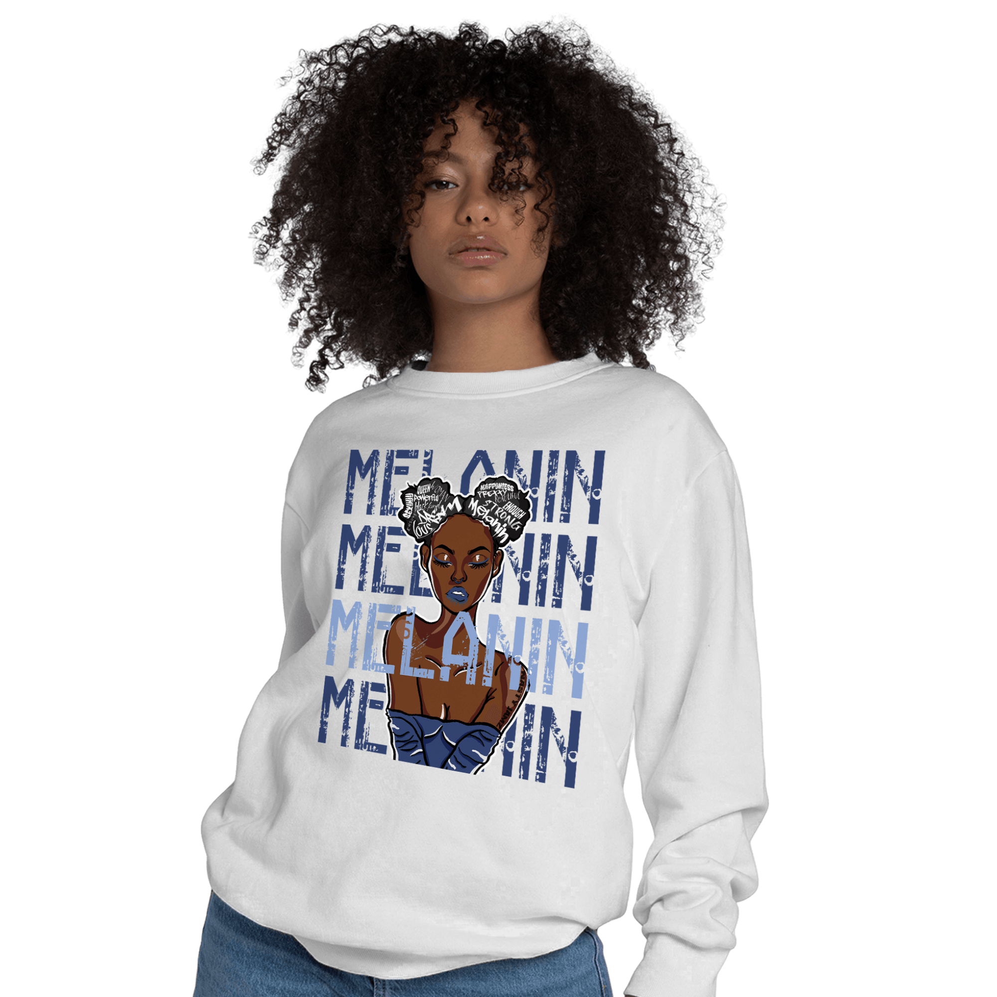 Midnight Navy 5s Sweatshirt Match Melanin Girl - NastyJamz