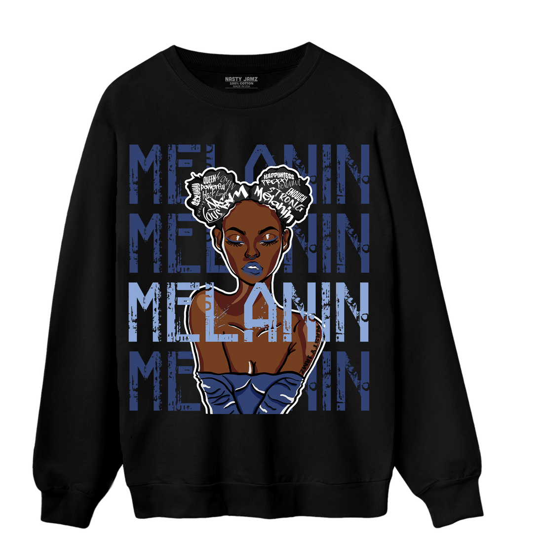 Midnight Navy 5s Sweatshirt Match Melanin Girl - NastyJamz