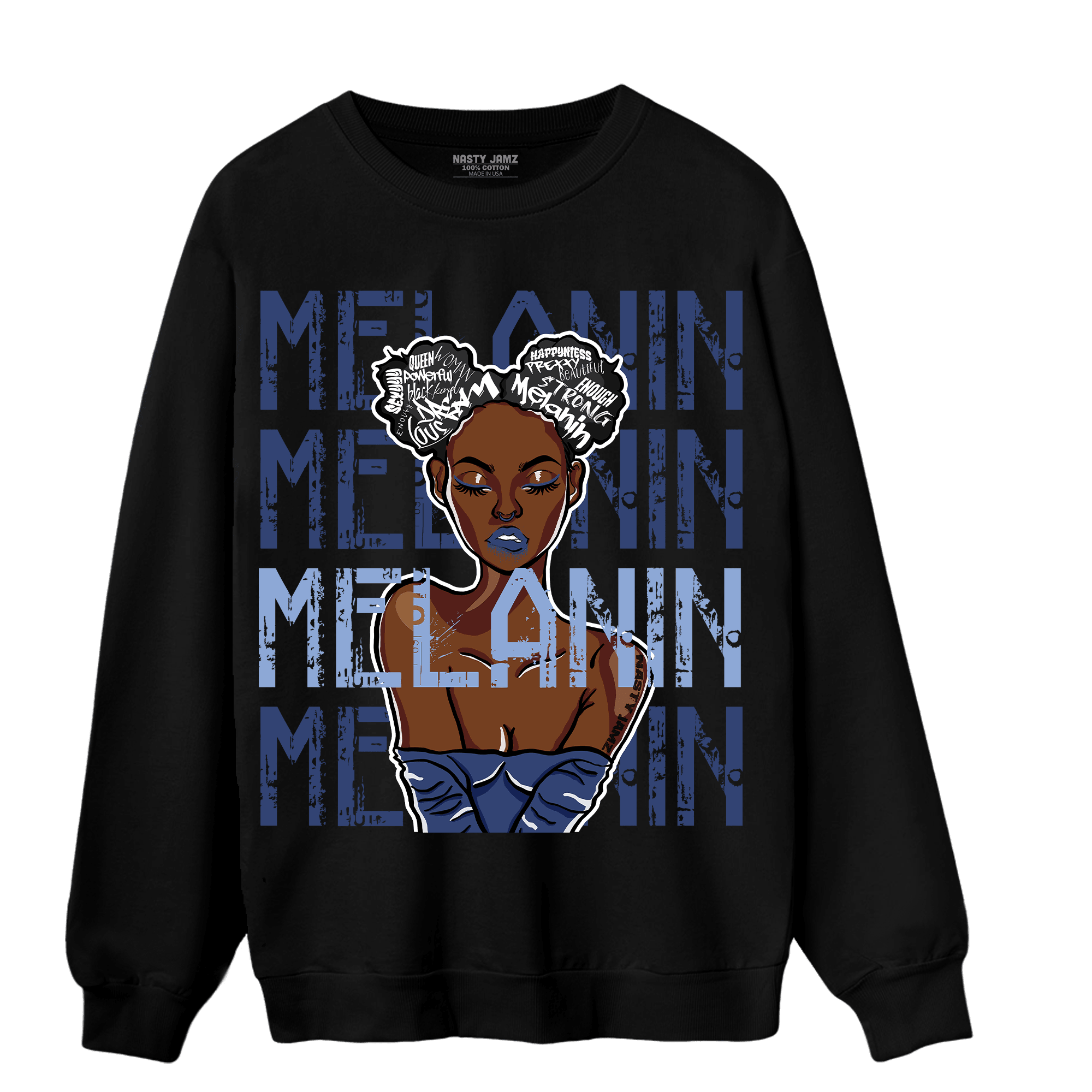 Midnight Navy 5s Sweatshirt Match Melanin Girl - NastyJamz