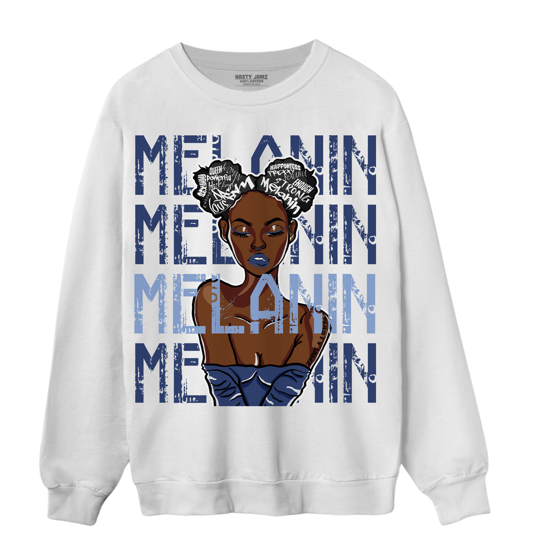 Midnight Navy 5s Sweatshirt Match Melanin Girl - NastyJamz
