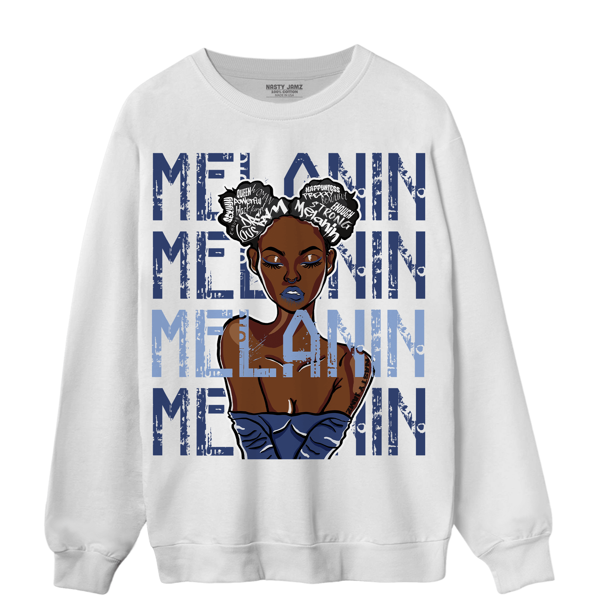 Midnight Navy 5s Sweatshirt Match Melanin Girl - NastyJamz