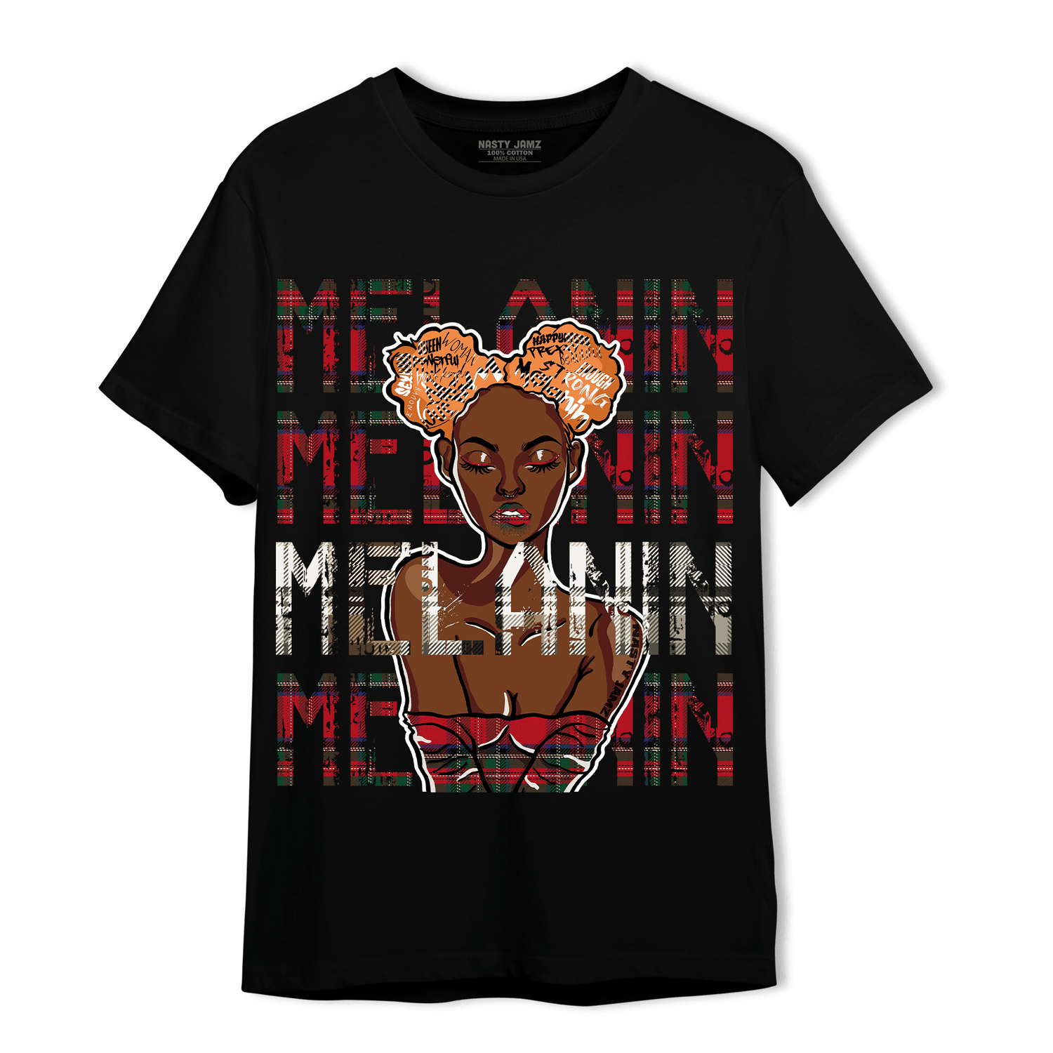 Plaid 5s T Shirt Match Melanin Girl - NastyJamz
