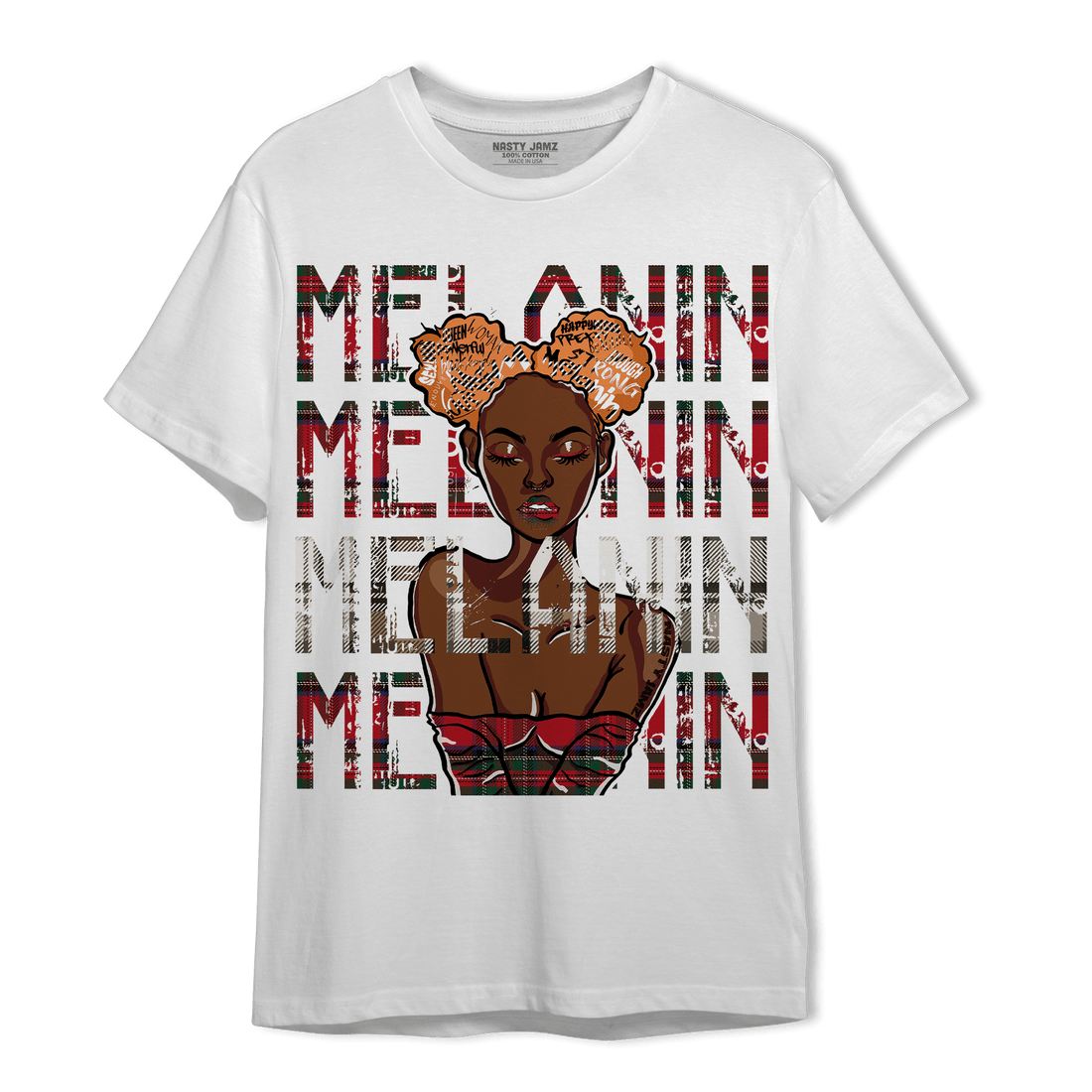 Plaid 5s T Shirt Match Melanin Girl - NastyJamz