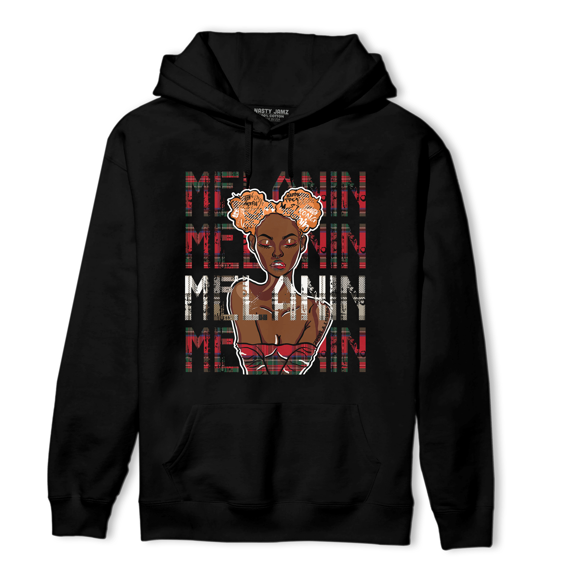 Plaid 5s Hoodie Match Melanin Girl - NastyJamz