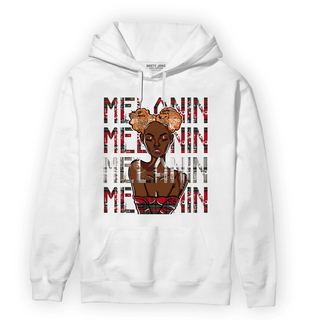 Plaid 5s Hoodie Match Melanin Girl - NastyJamz