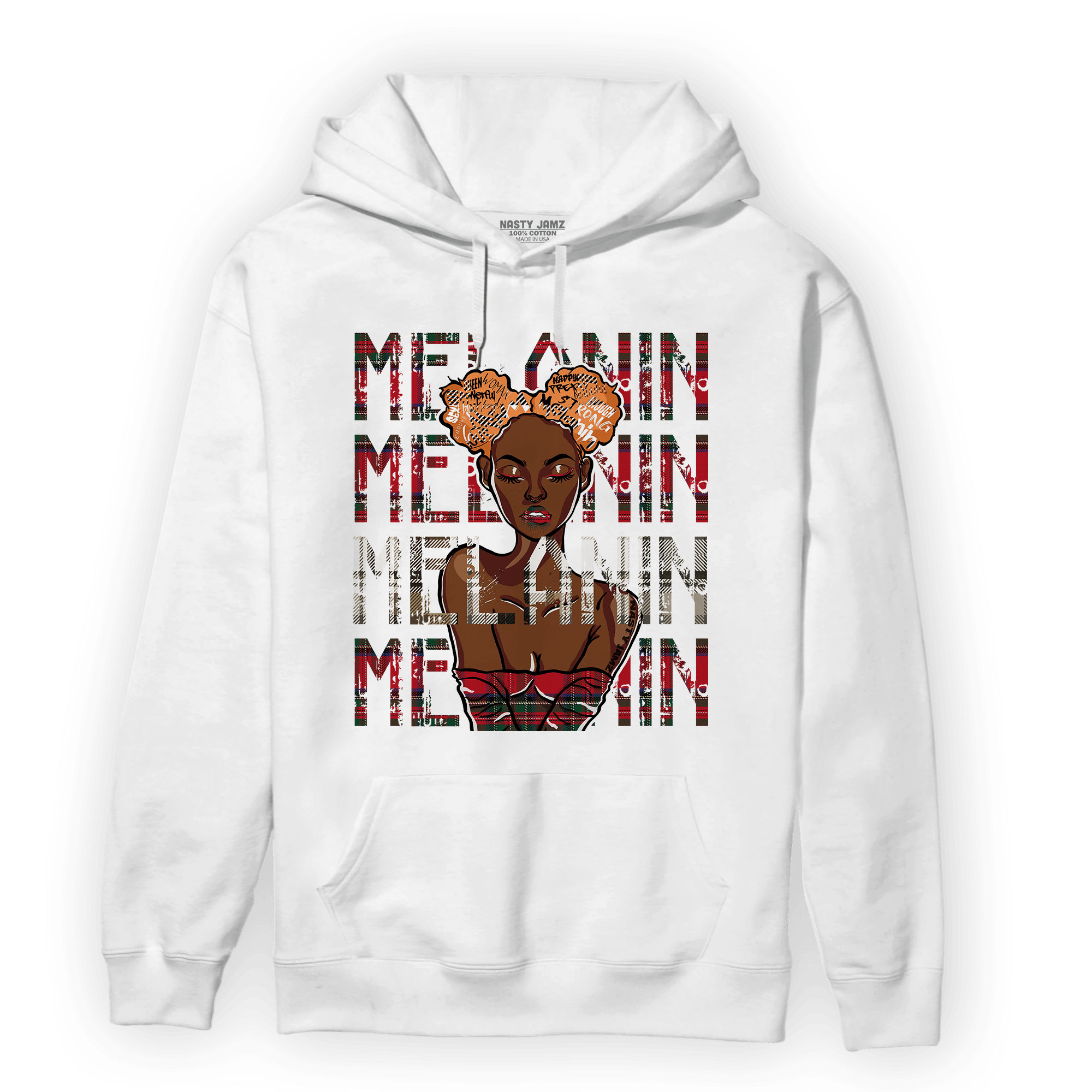 Plaid 5s Hoodie Match Melanin Girl - NastyJamz