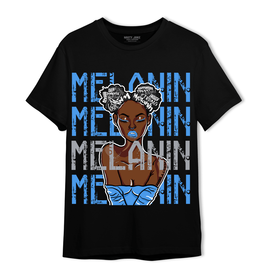 University Blue 5s T Shirt Match Melanin Girl - NastyJamz