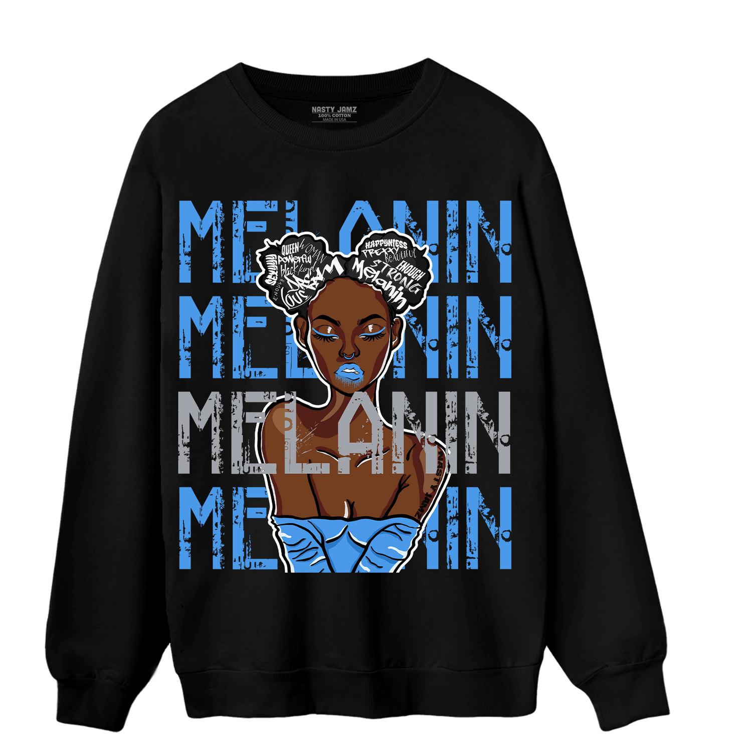 University Blue 5s Sweatshirt Match Melanin Girl - NastyJamz