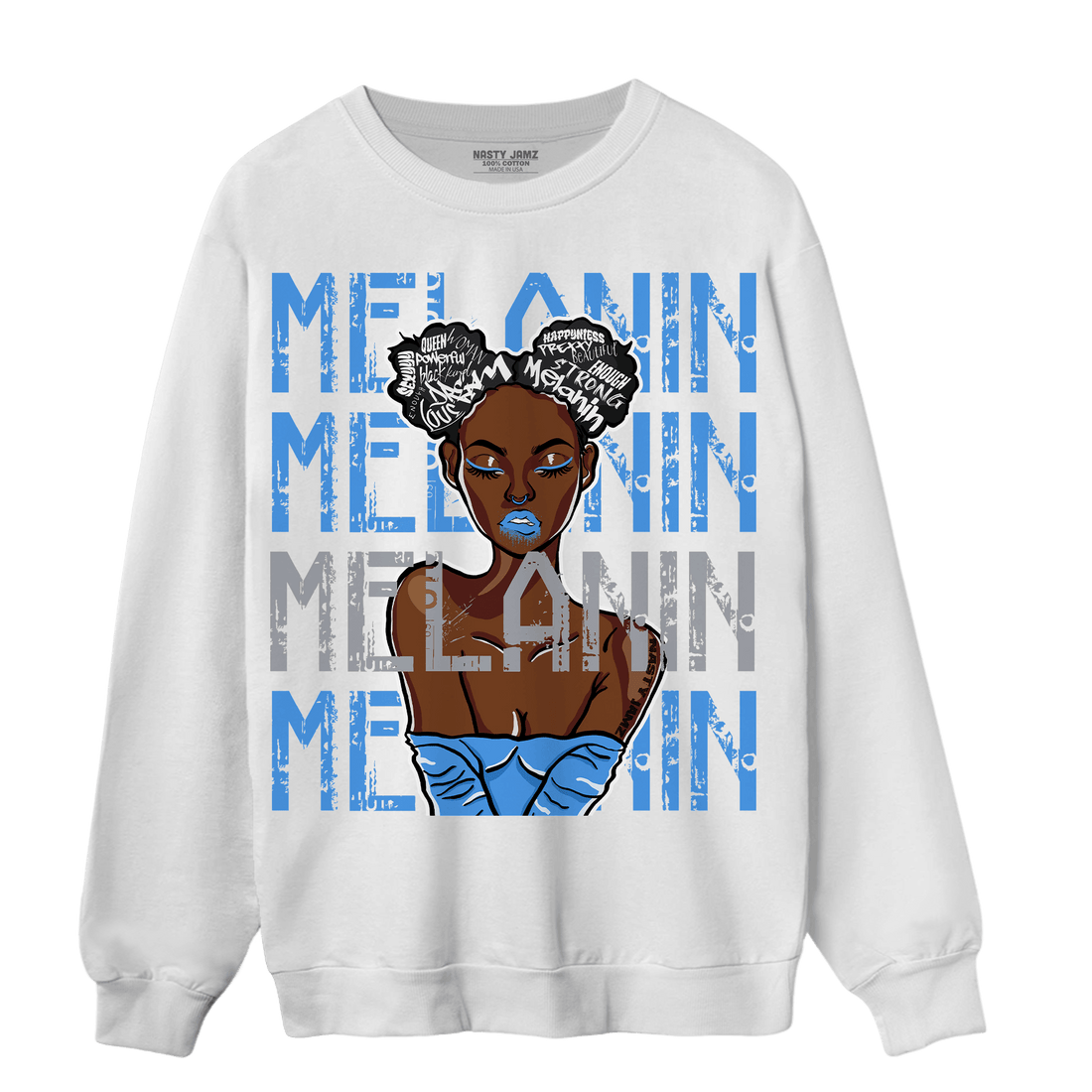 University Blue 5s Sweatshirt Match Melanin Girl - NastyJamz