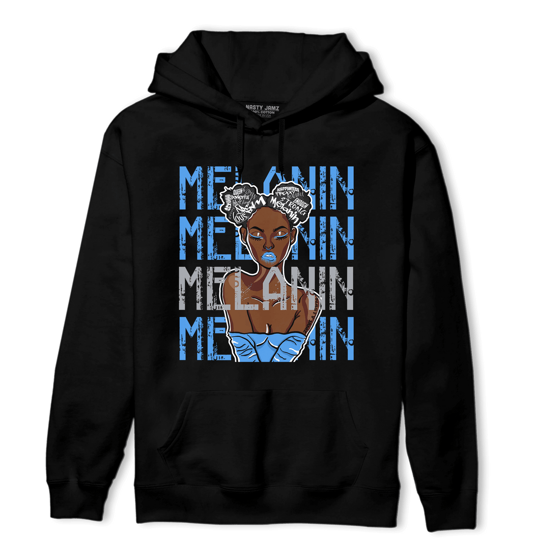 University Blue 5s Hoodie Match Melanin Girl - NastyJamz