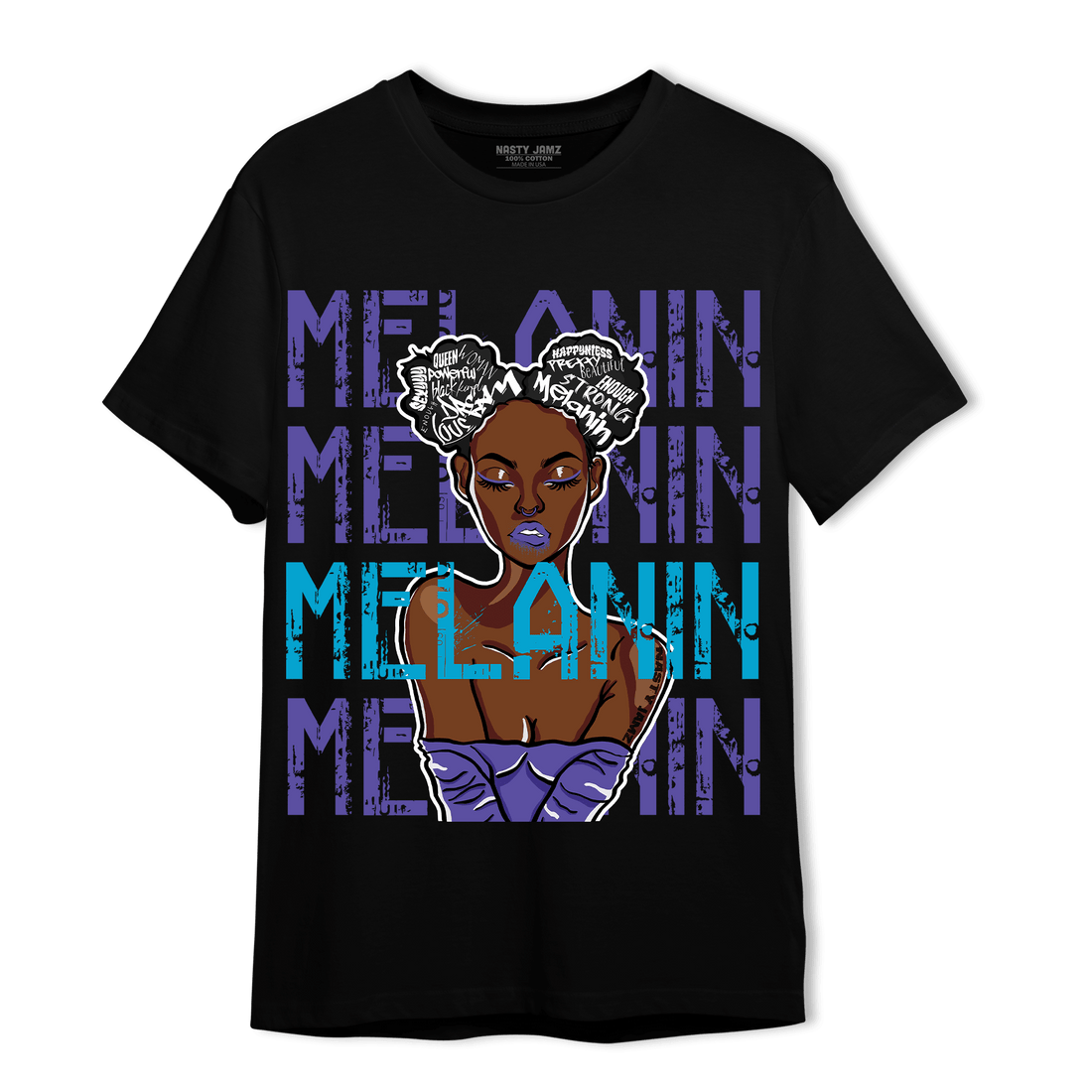 Aqua 6s T Shirt Match Melanin Girl - NastyJamz