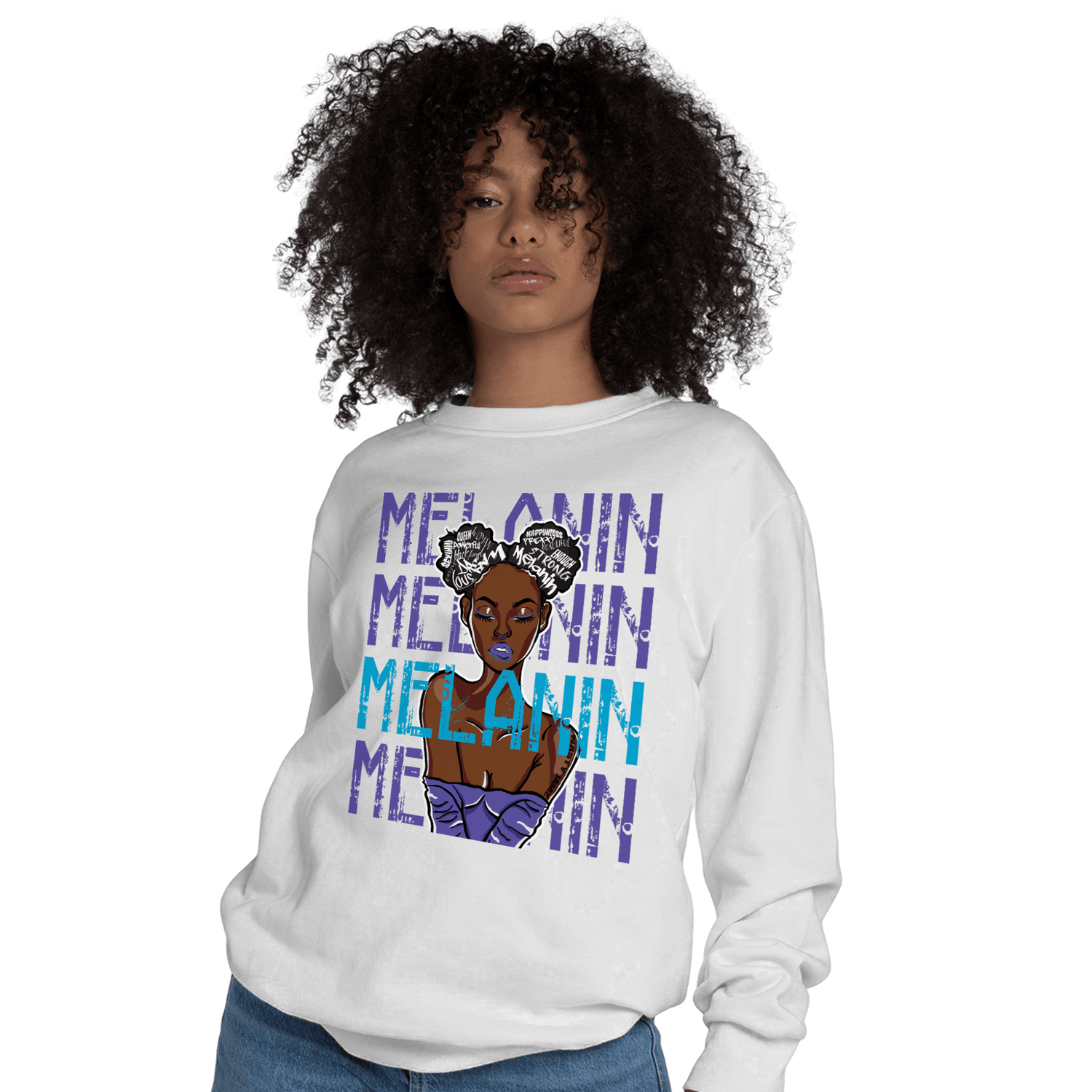 Aqua 6s Sweatshirt Match Melanin Girl - NastyJamz