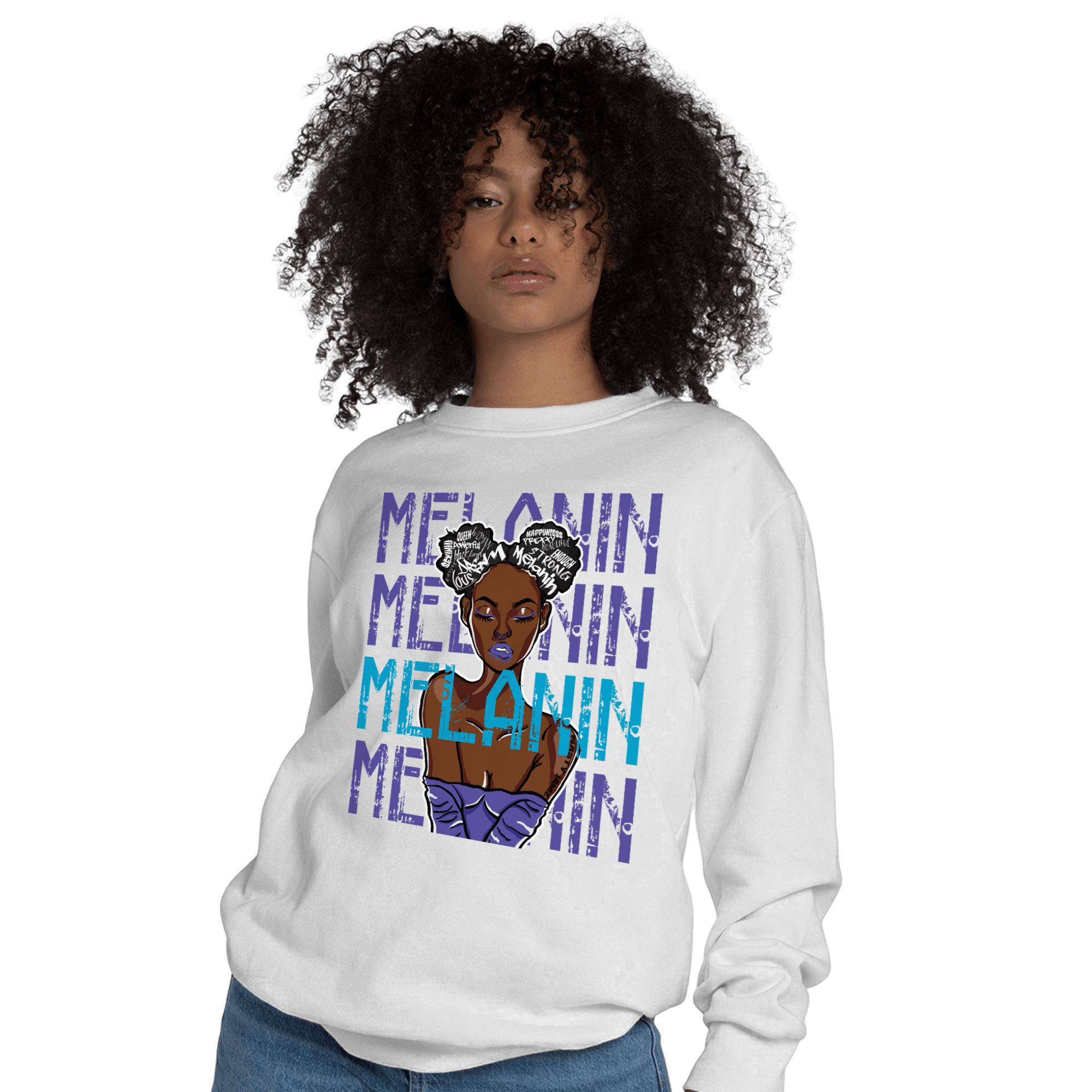 Aqua 6s Sweatshirt Match Melanin Girl - NastyJamz