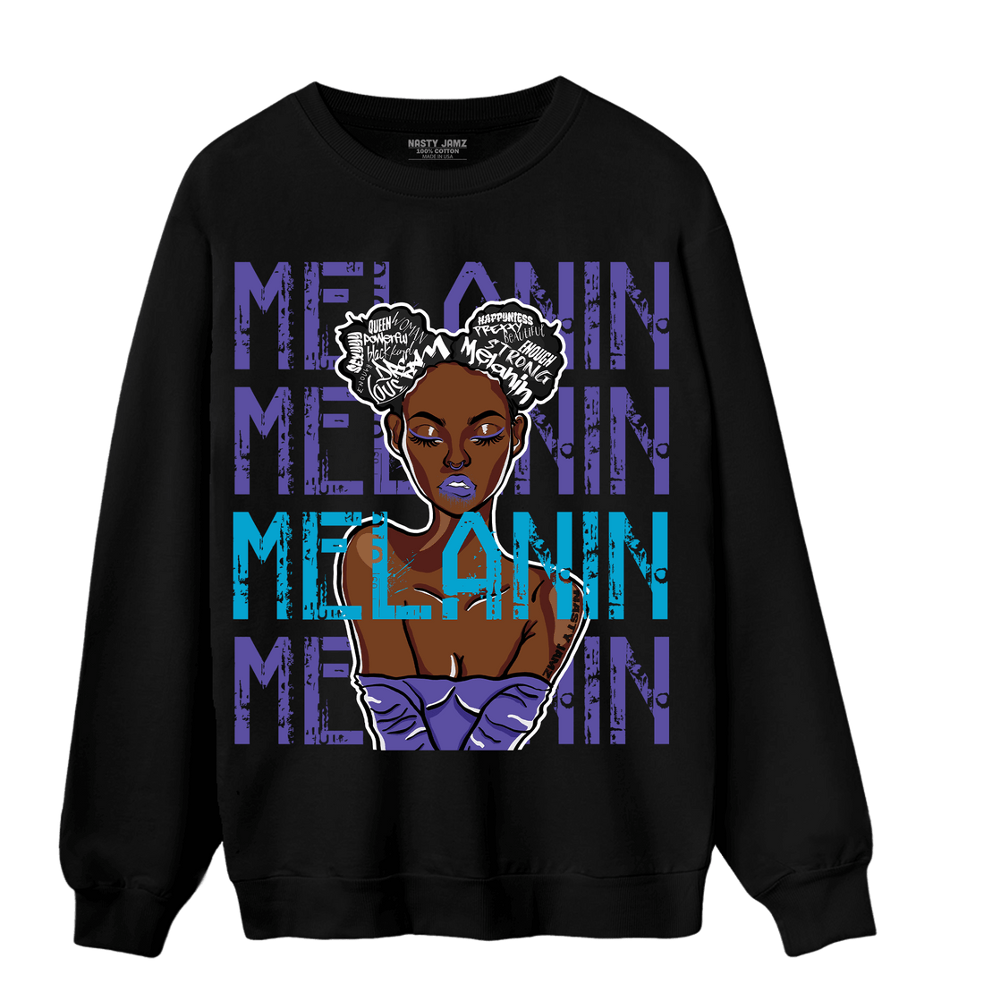 Aqua 6s Sweatshirt Match Melanin Girl - NastyJamz