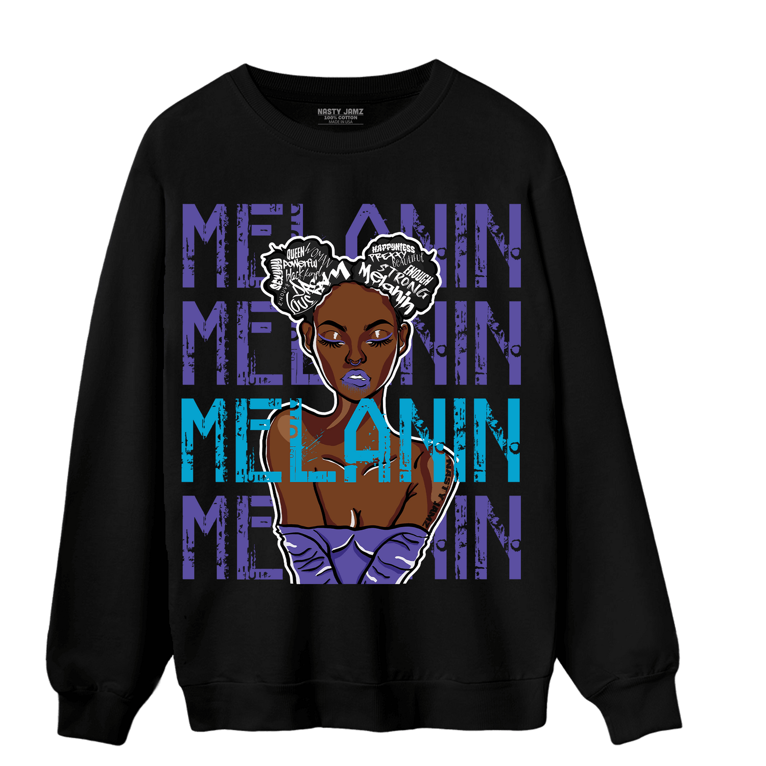 Aqua 6s Sweatshirt Match Melanin Girl - NastyJamz