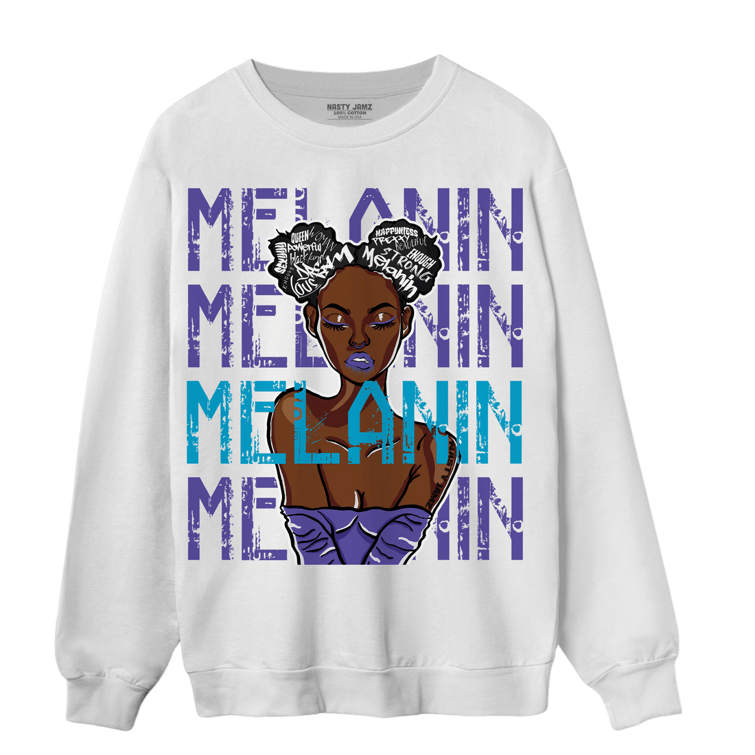 Aqua 6s Sweatshirt Match Melanin Girl - NastyJamz