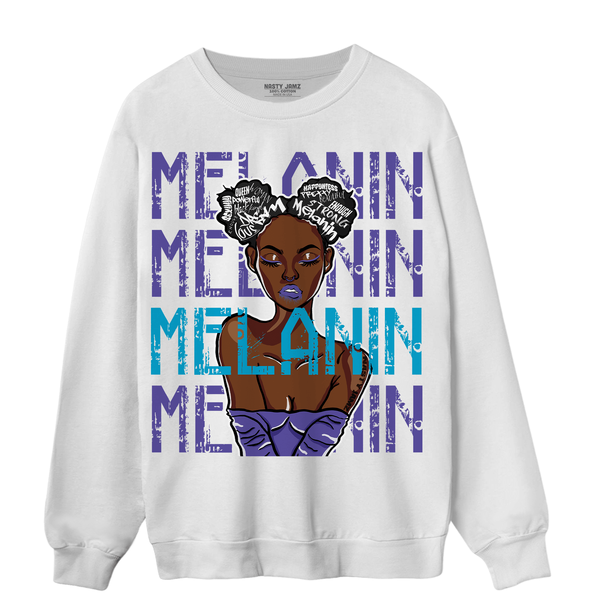 Aqua 6s Sweatshirt Match Melanin Girl - NastyJamz