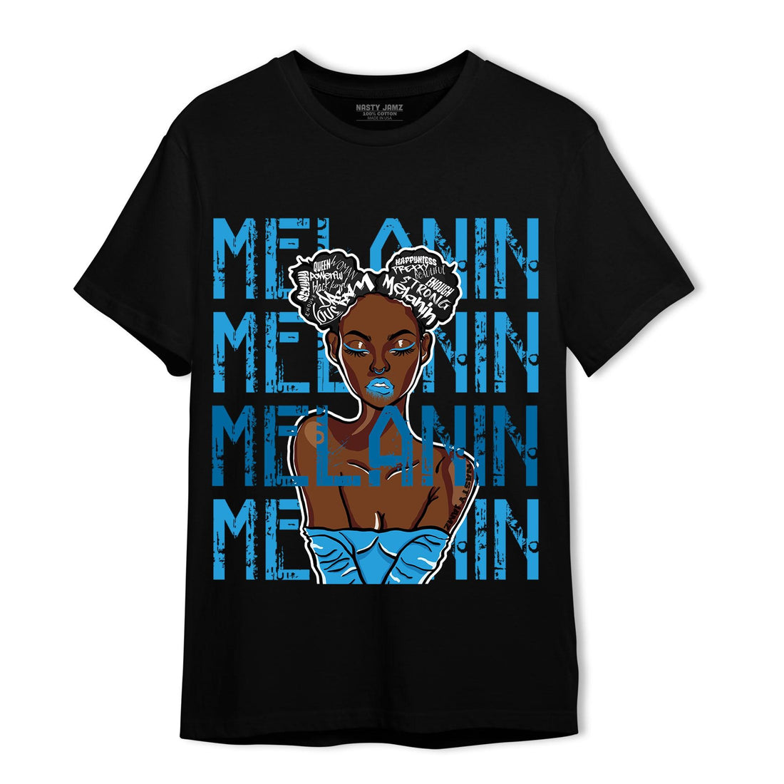 Powder Blue 9s T Shirt Match Melanin Girl - NastyJamz