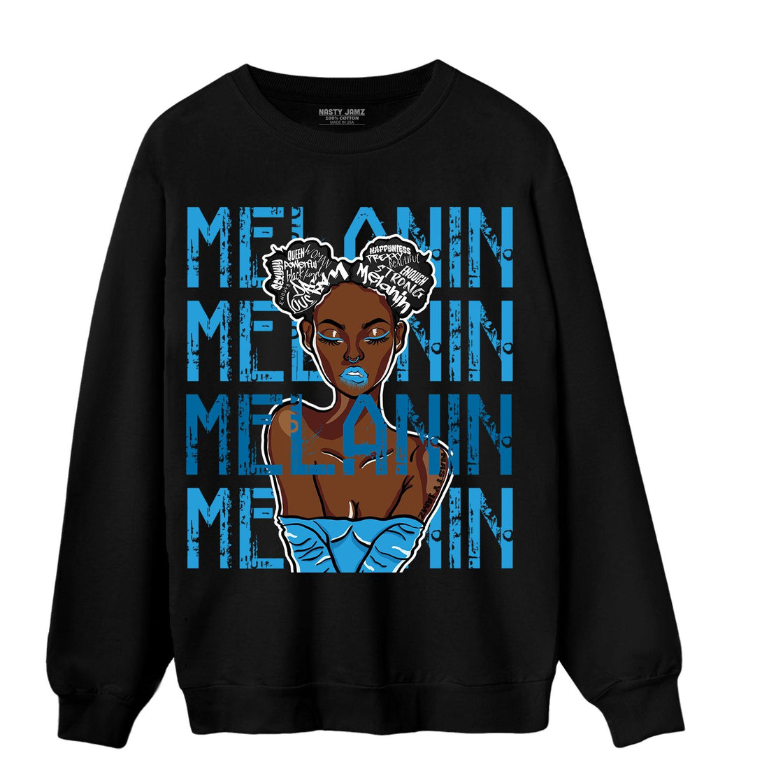 Powder Blue 9s Sweatshirt Match Melanin Girl - NastyJamz