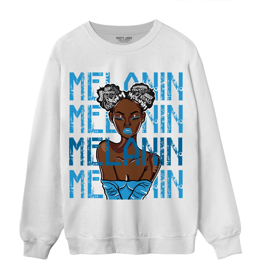 Powder Blue 9s Sweatshirt Match Melanin Girl - NastyJamz