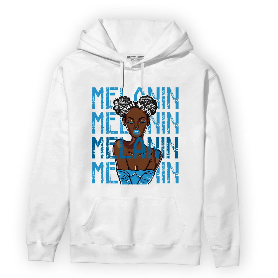 Powder Blue 9s Hoodie Match Melanin Girl - NastyJamz