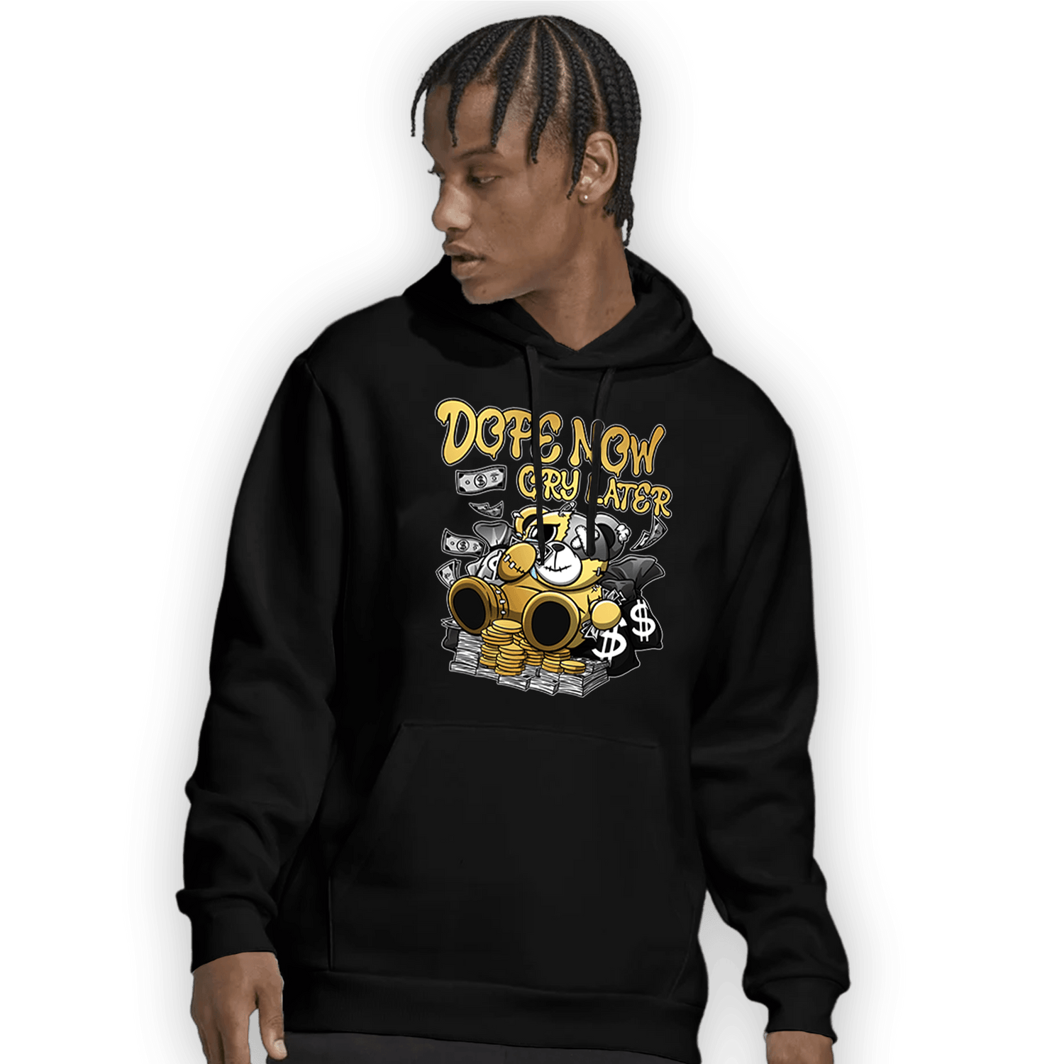 Mid SE Black Gold 1s Hoodie Match Money Cry BER - NastyJamz