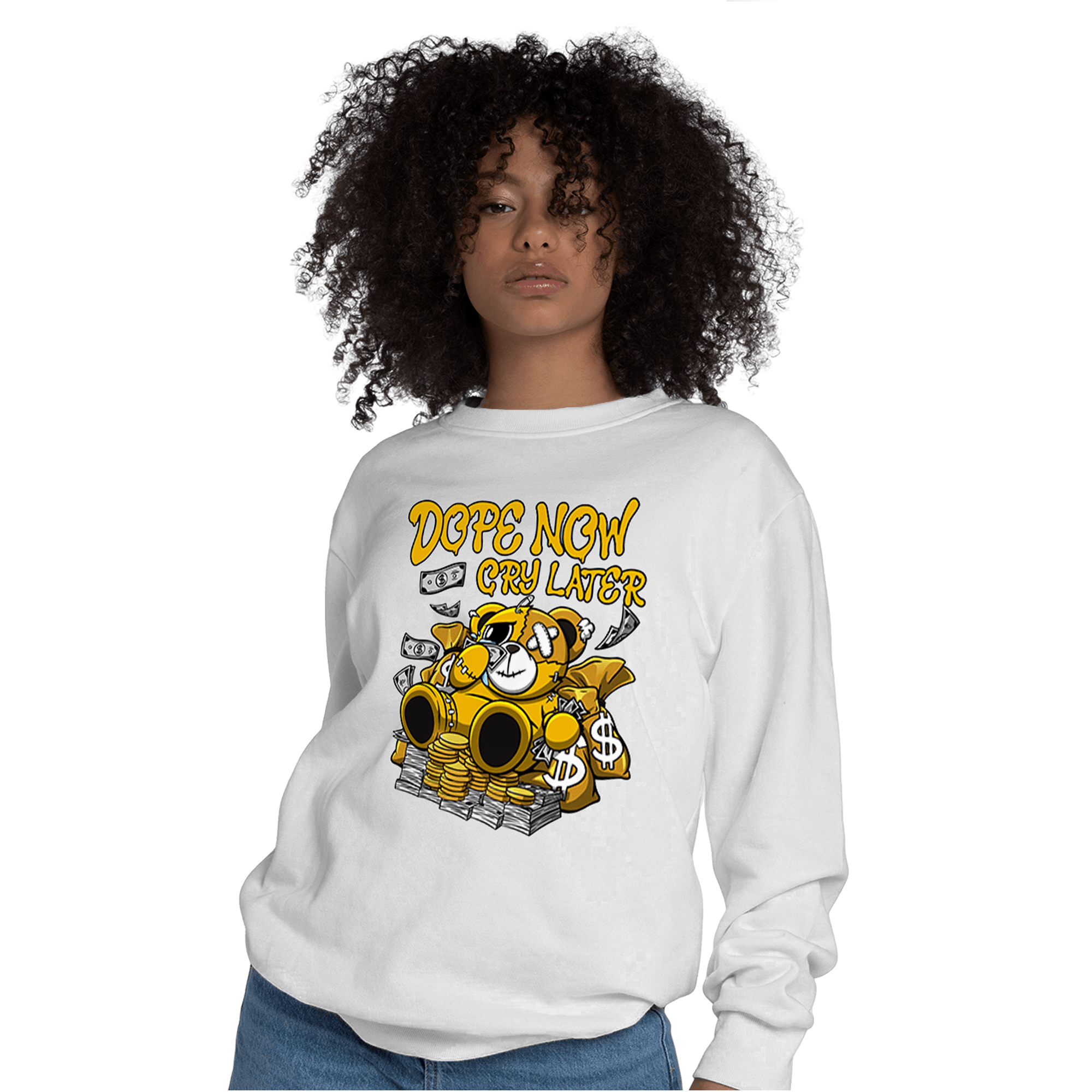 Yellow Ochre 1s Sweatshirt Match Money Cry BER - NastyJamz