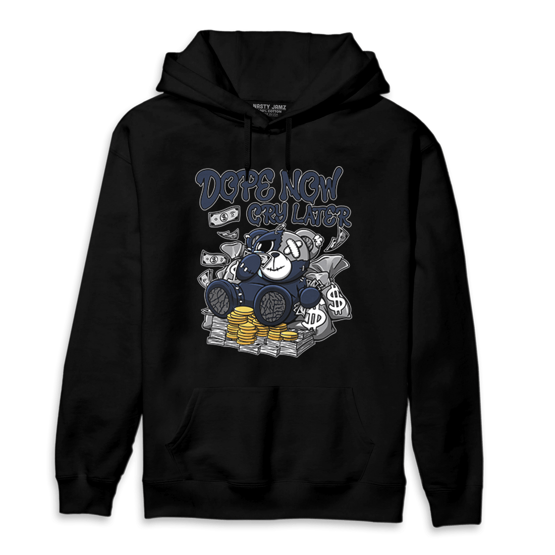 White Navy 3s Hoodie Match Money Cry BER - NastyJamz