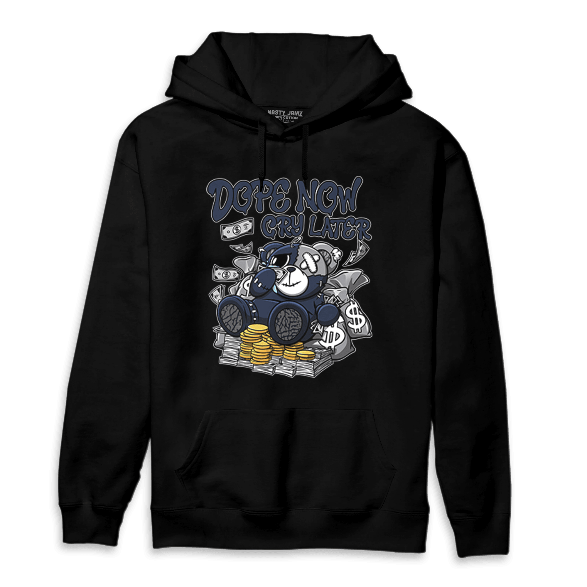 White Navy 3s Hoodie Match Money Cry BER - NastyJamz