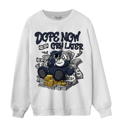 White Navy 3s Sweatshirt Match Money Cry BER - NastyJamz