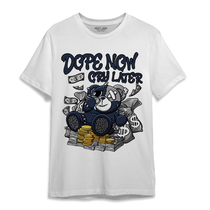 White Navy 3s T Shirt Match Money Cry BER - NastyJamz