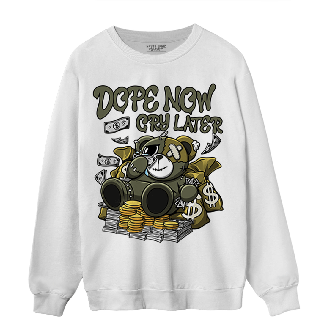 SE Craft Medium Olive 4s Sweatshirt Match Money Cry BER - NastyJamz