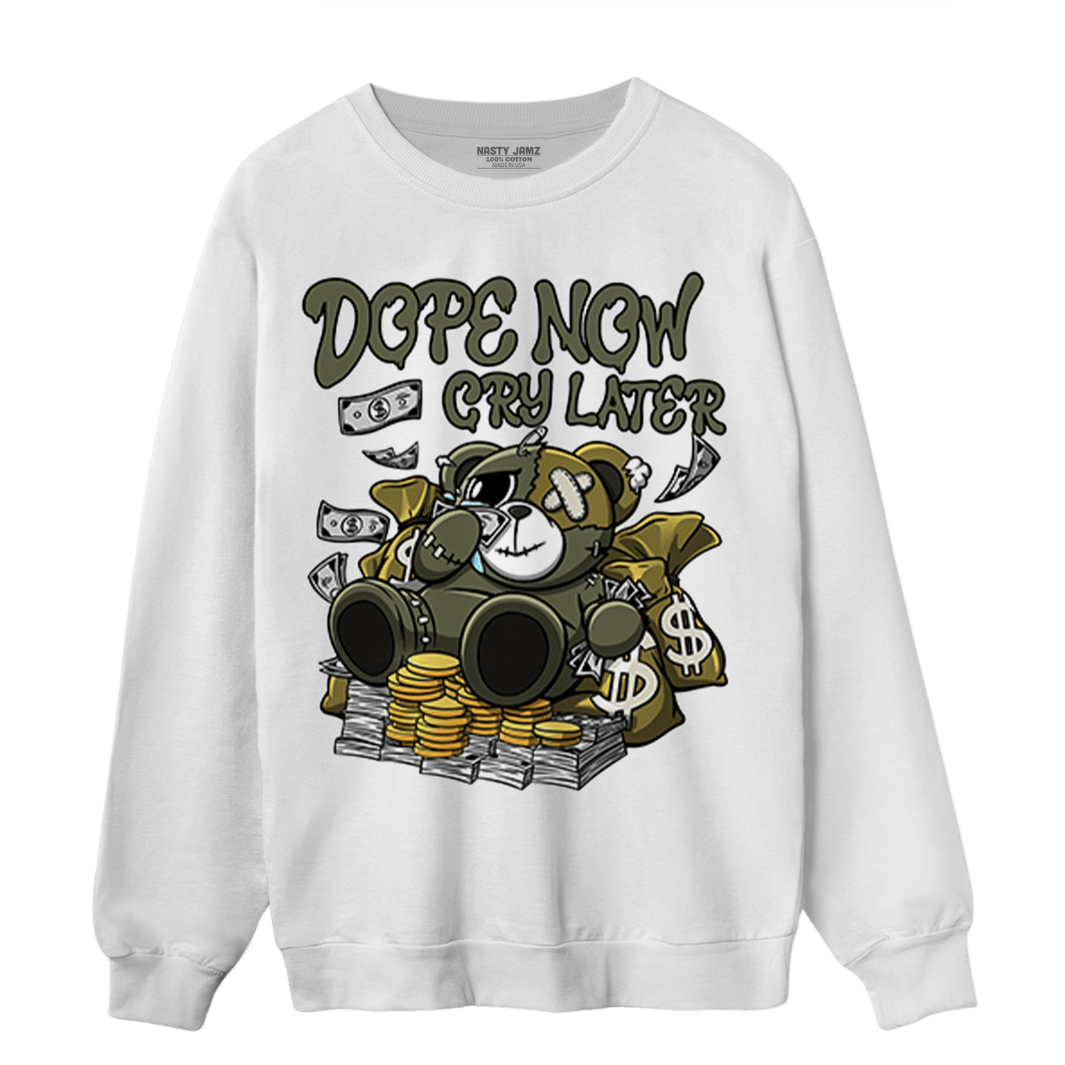 SE Craft Medium Olive 4s Sweatshirt Match Money Cry BER - NastyJamz