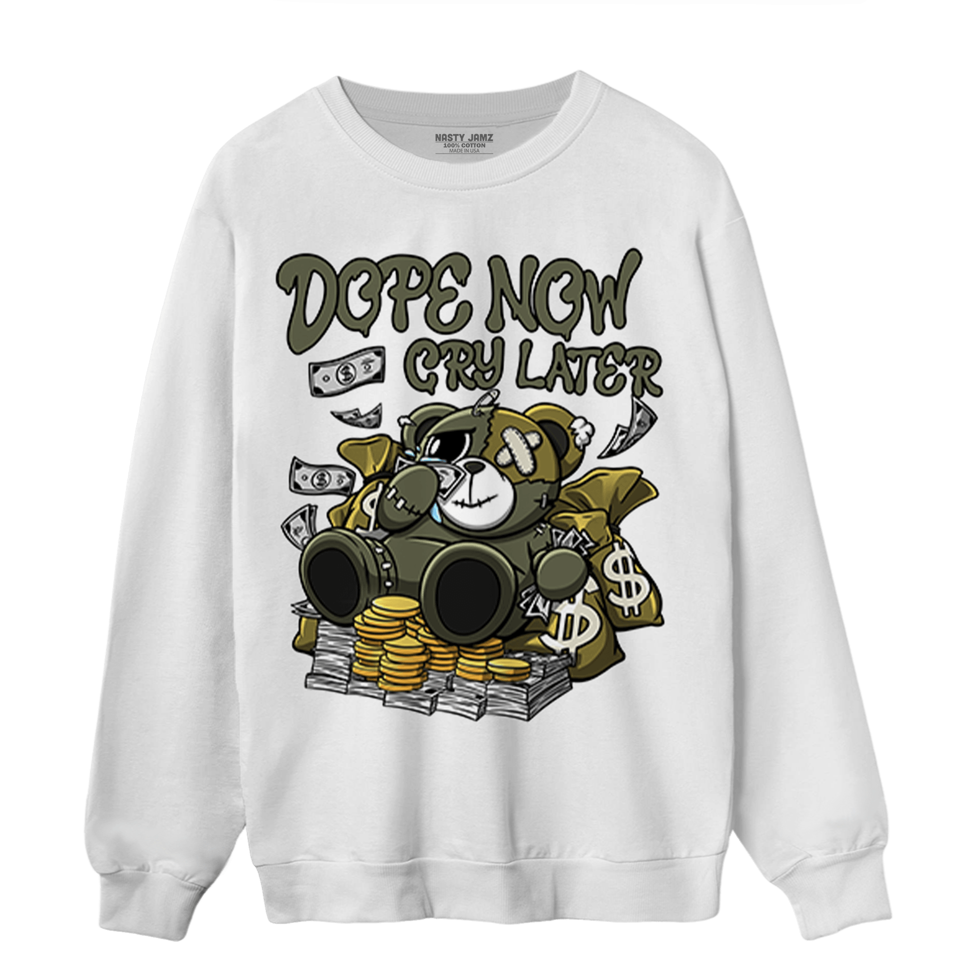 SE Craft Medium Olive 4s Sweatshirt Match Money Cry BER - NastyJamz