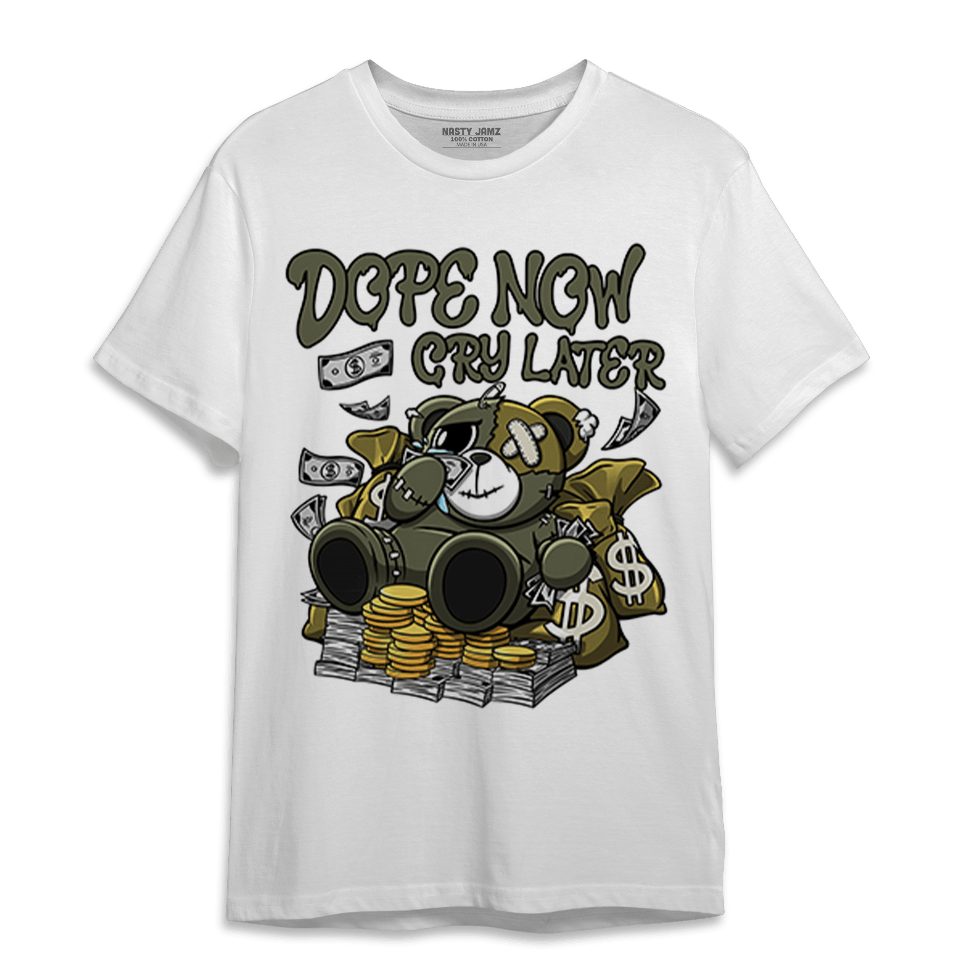 SE Craft Medium Olive 4s T Shirt Match Money Cry BER - NastyJamz