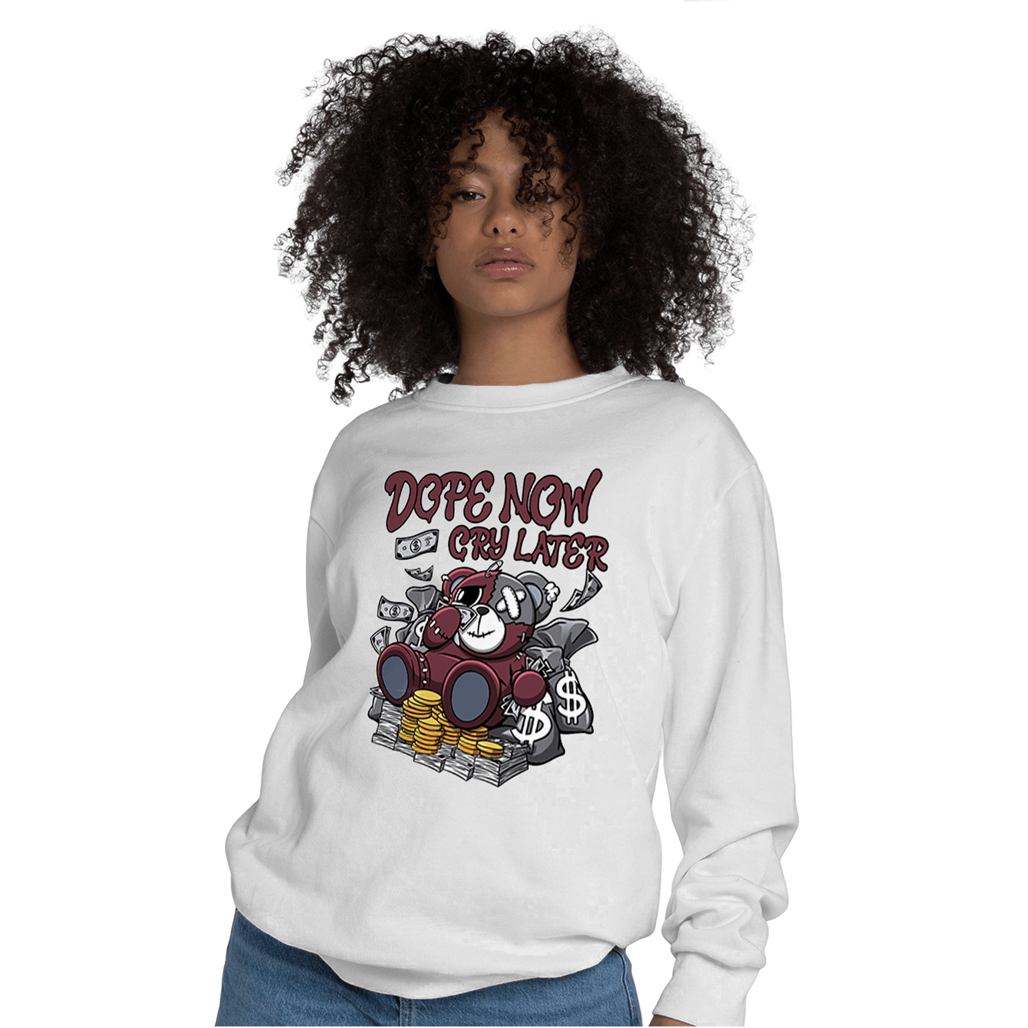 Burgundy 5s Sweatshirt Match Money Cry BER - NastyJamz