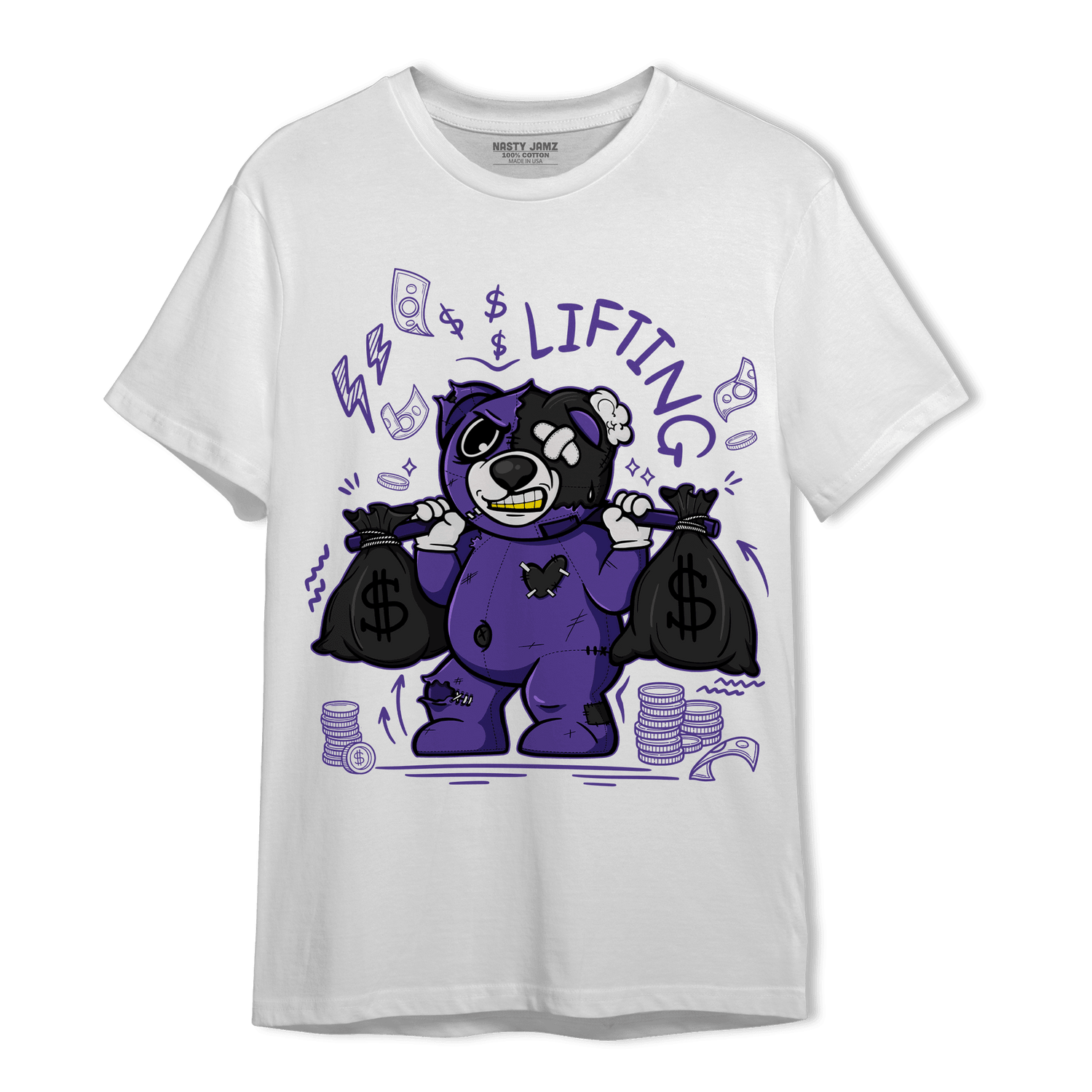 Field Purple 12s T Shirt Match Money Lifting BER - NastyJamz