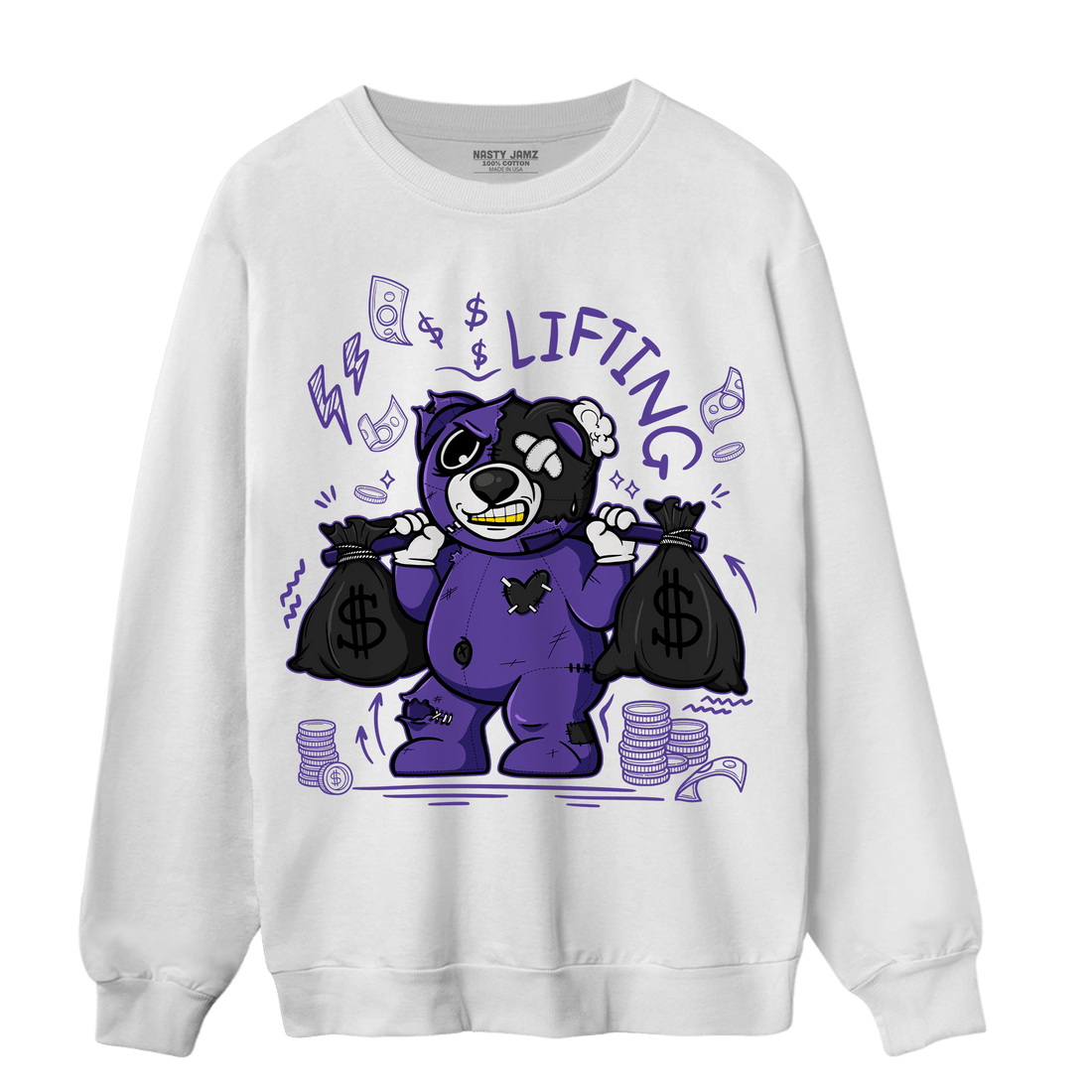Field Purple 12s Sweatshirt Match Money Lifting BER - NastyJamz