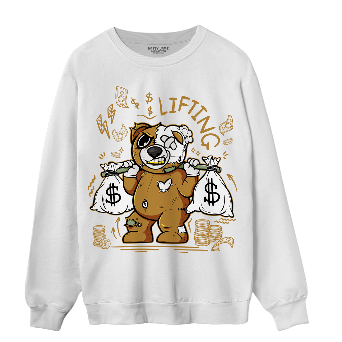 Wheat 13s Sweatshirt Match Money Lifting BER - NastyJamz