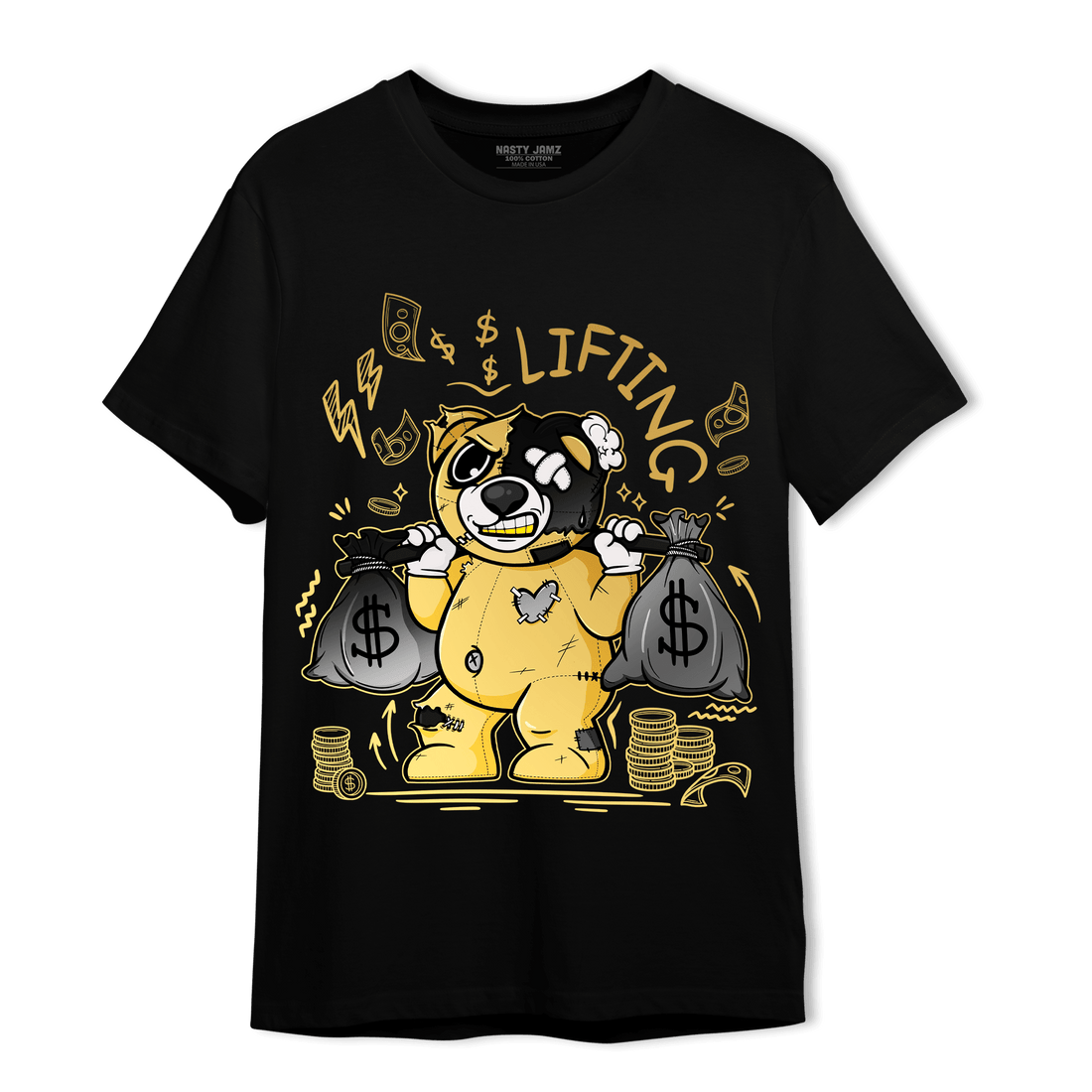 Mid SE Black Gold 1s T Shirt Match Money Lifting BER - NastyJamz