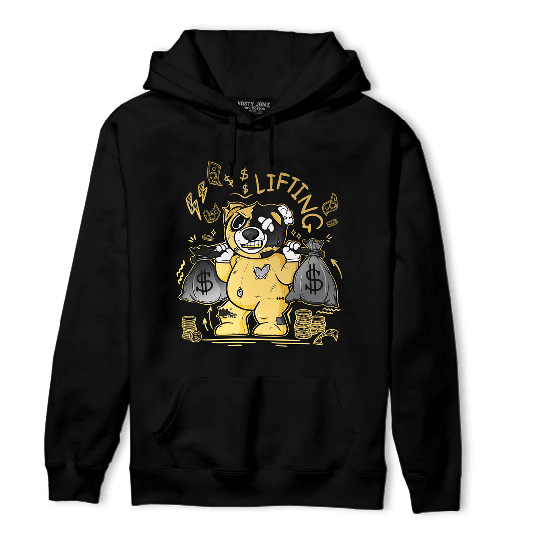 Mid SE Black Gold 1s Hoodie Match Money Lifting BER - NastyJamz